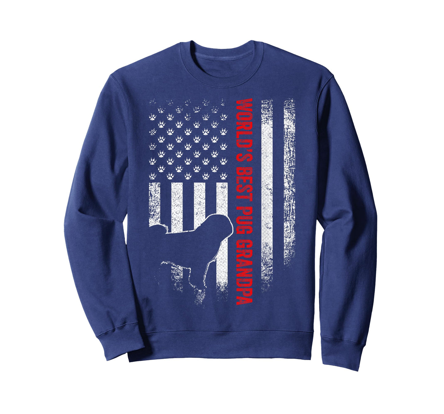 Vintage American Flag World's Best Pug Pugdog Grandpa Funny Women Men T-Shirt