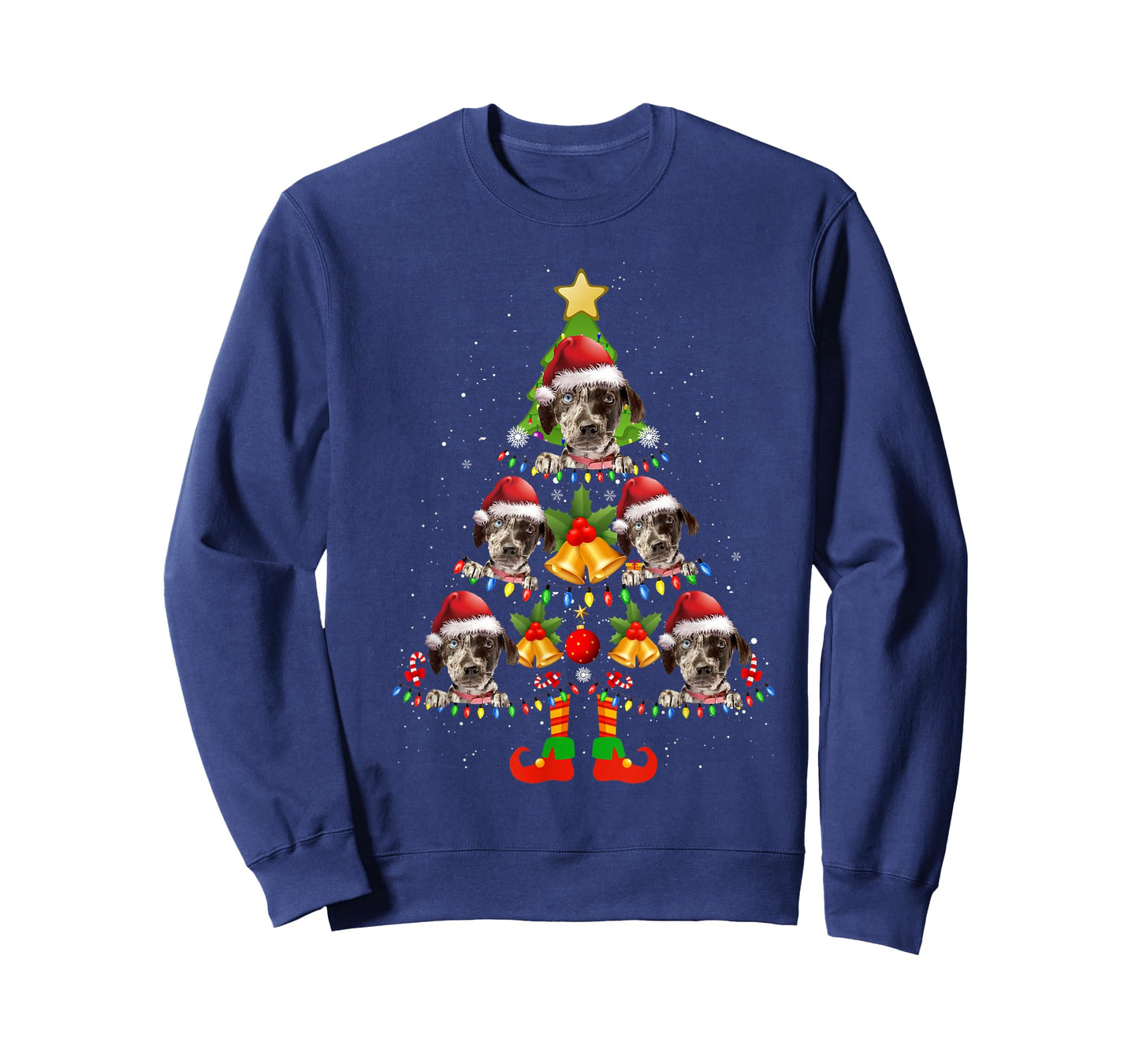 Funny Catahoula Leopard Christmas Lights Tree Dog Lover Xmas T-Shirt