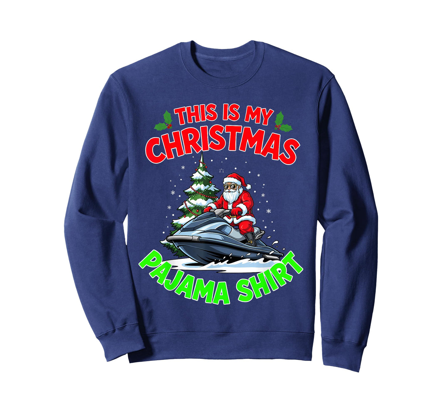 This is My Christmas Pajama Santa Claus Playing Jet Ski T-Shirt