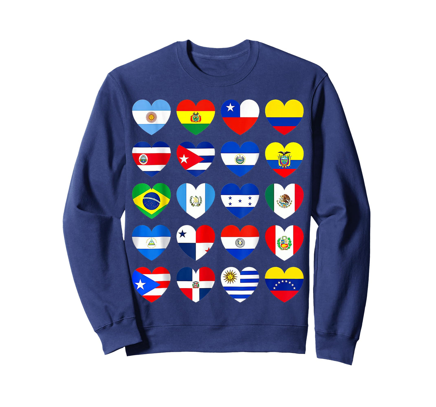 Hispanic Heritage Month Latino All Countries Heart Flags T-Shirt