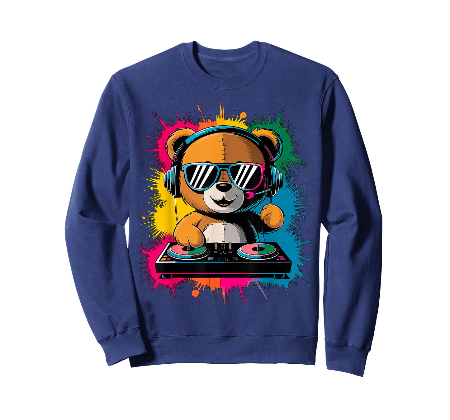 Magical and Funny DJ Gifts Colorful DJ Teddy Bear T-Shirt, Children's Unisex, Black, Small, Short Sleeve, Cotton Blend, Cartoon, Classic Fit, Imported
