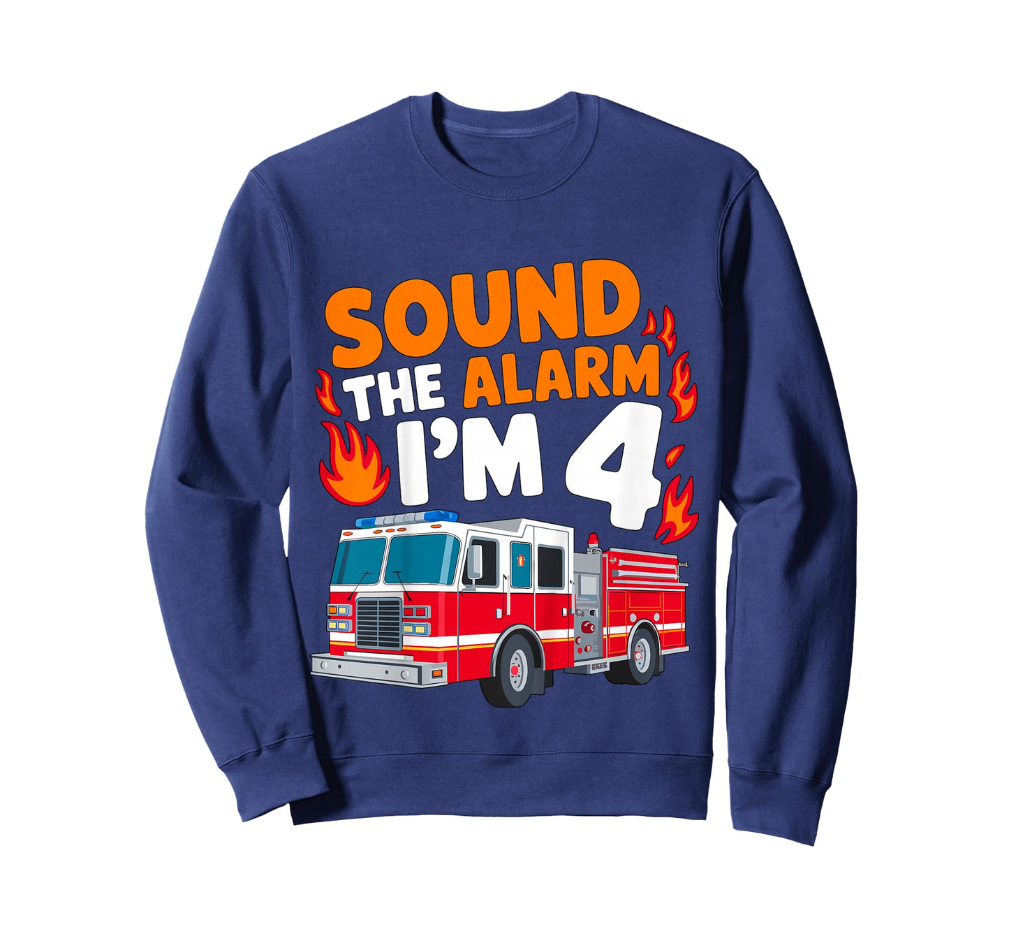 Kids Sound The Alarm I'm 4 Years Old 4th Birthday Firefighter T-Shirt