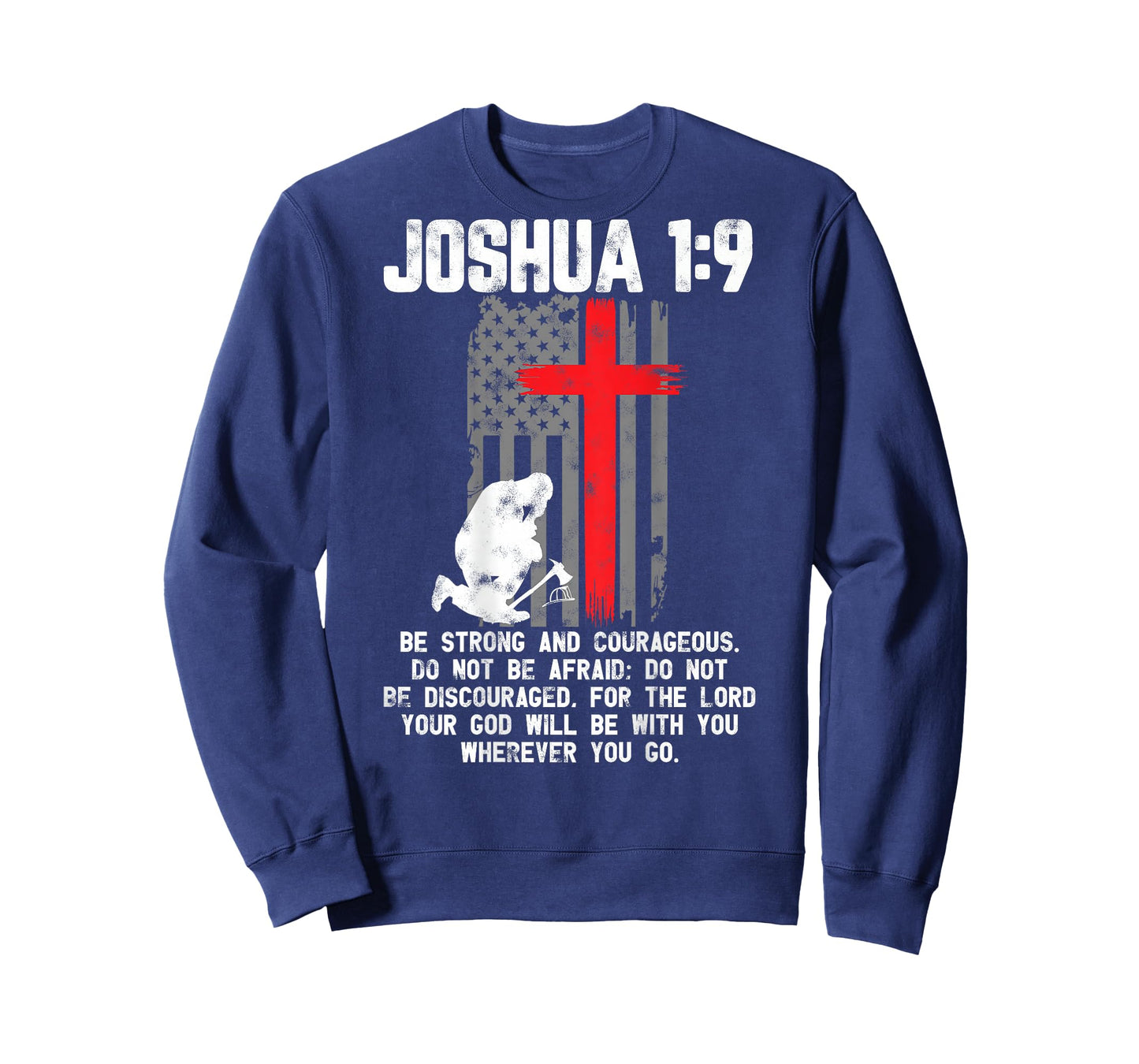 Thin Red Line Firefighter Cross Bible Verse Christian T-Shirt