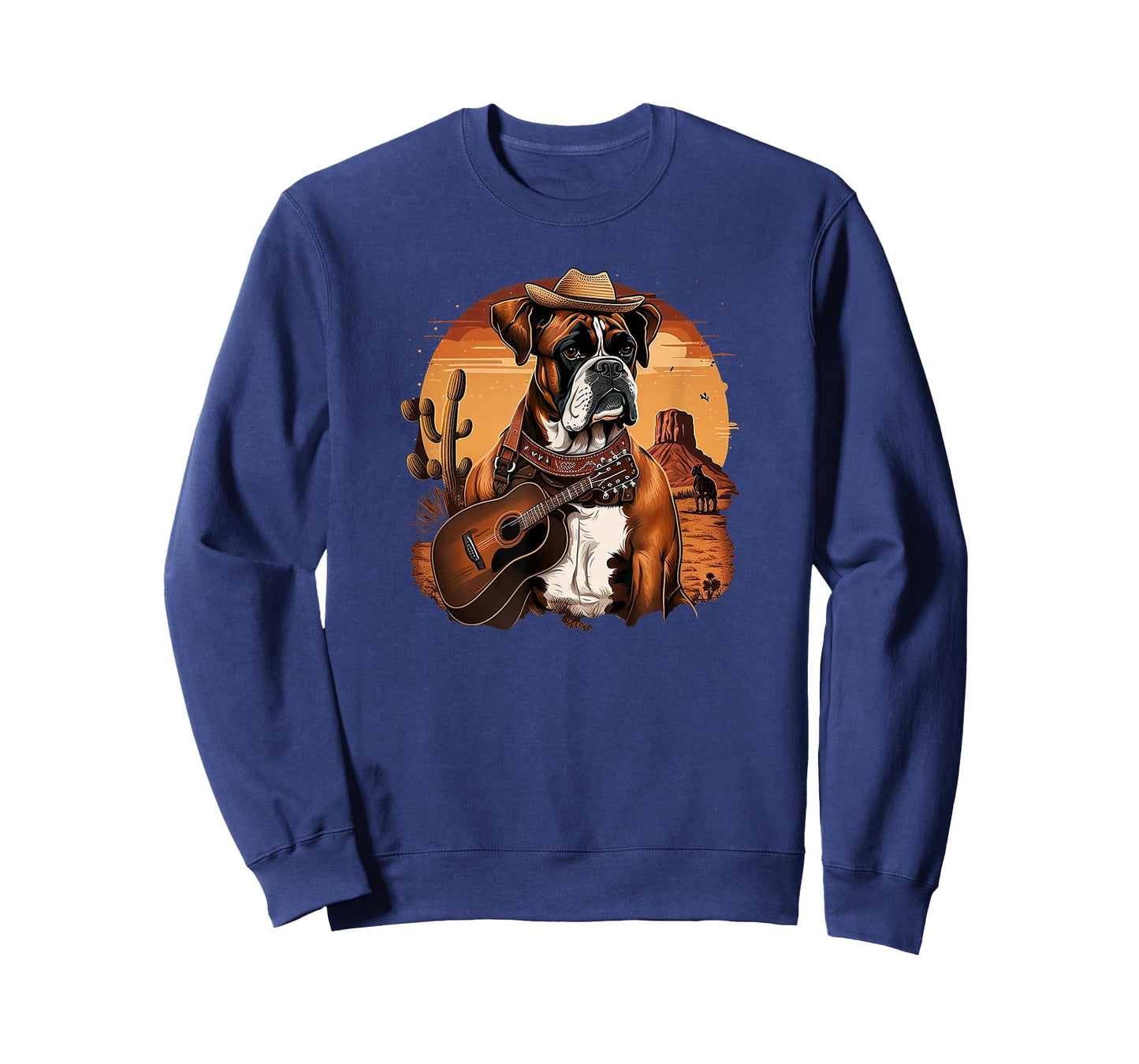 Funny Dog Boxer Country Music Rodeo Cowboy guitar T-Shirt