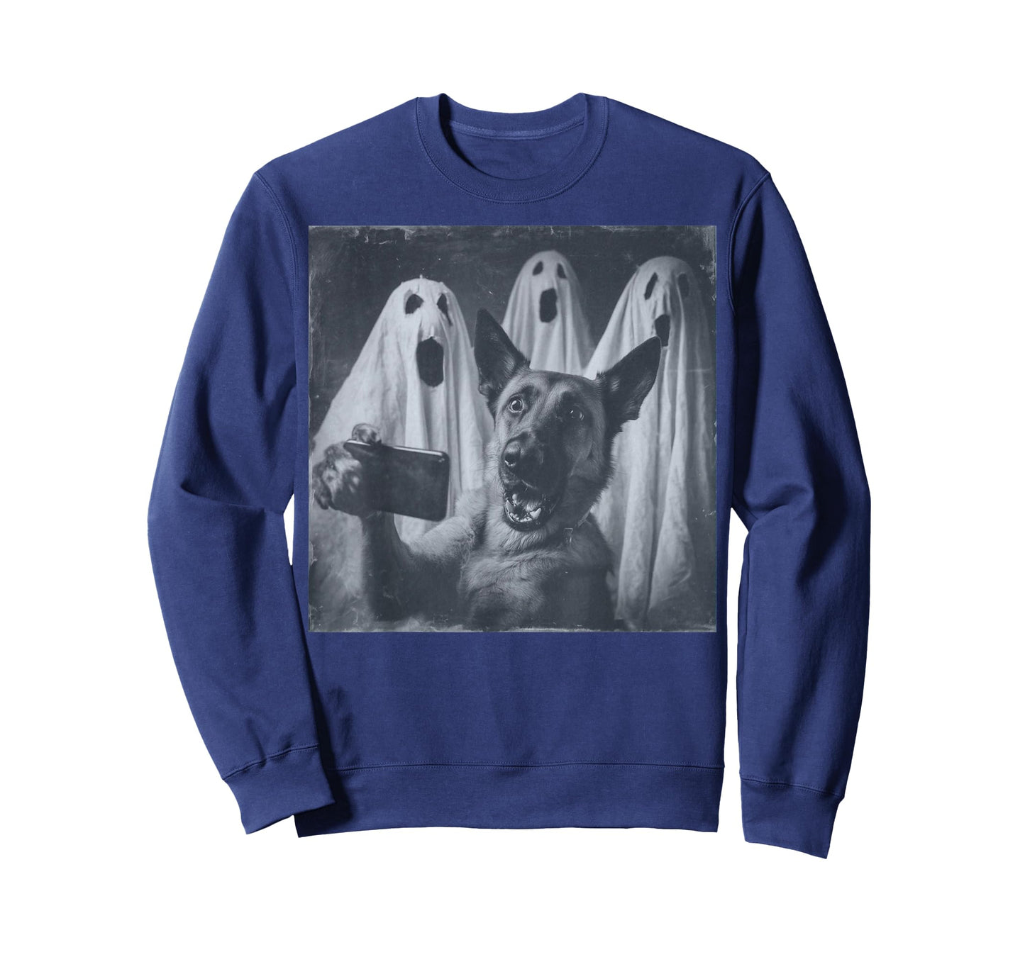 Funny Belgian Malinois Selfie Halloween Ghost Retro T-Shirt