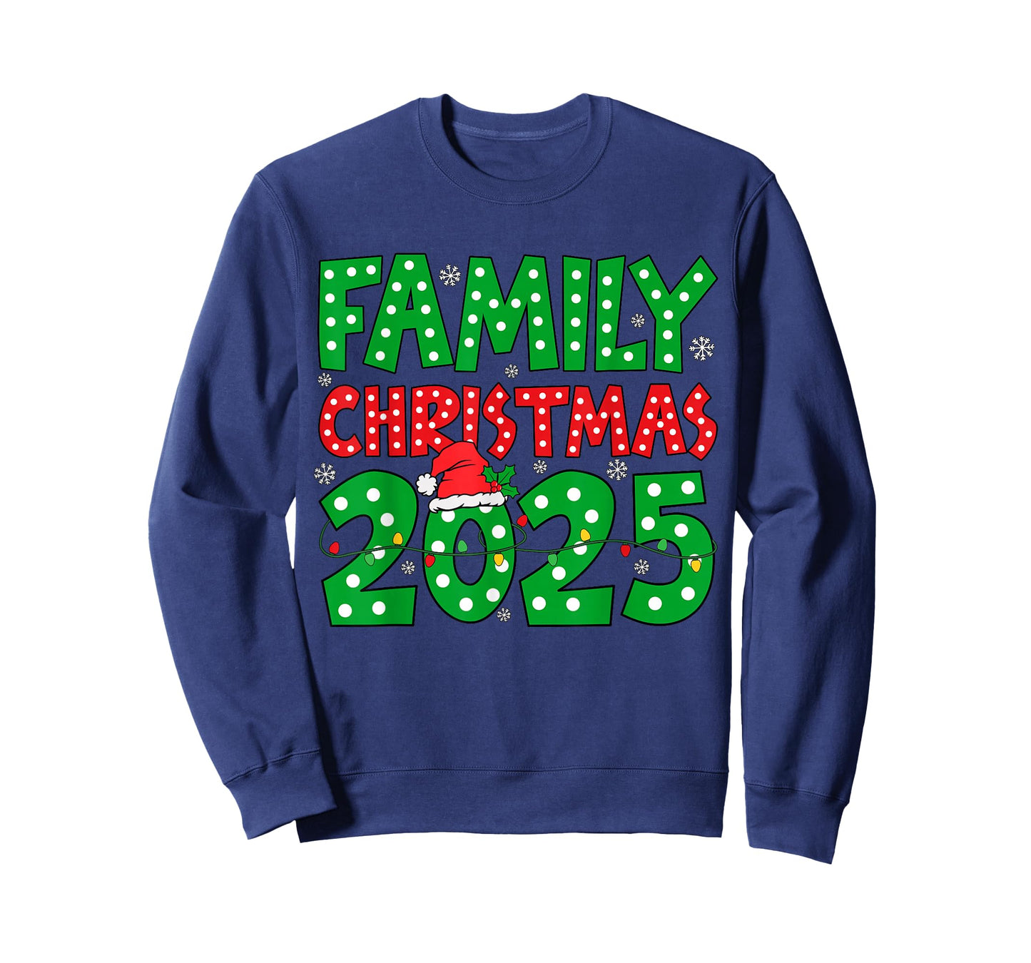 Merry Christmas 2025 Lights Red Santa Xmas Family Men Women T-Shirt