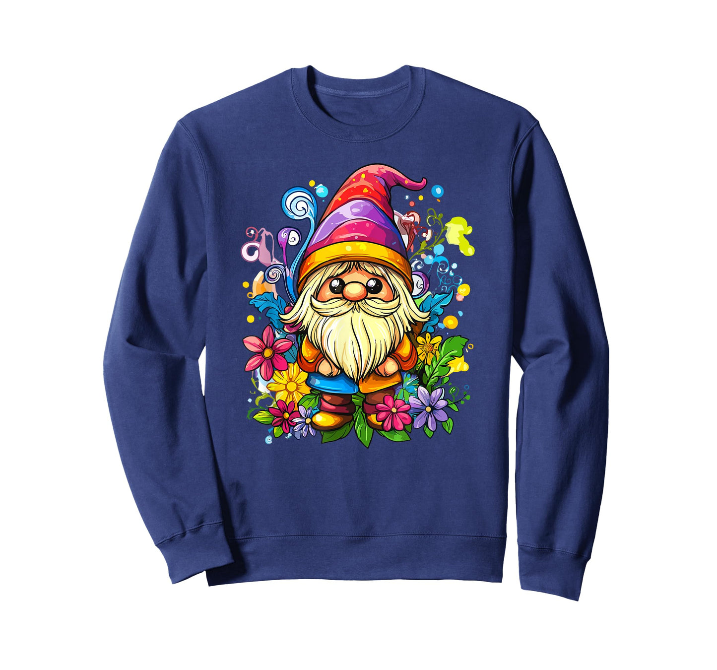 Vibrant Whimsical Gnome Surrounded By Flowers T-Shirt