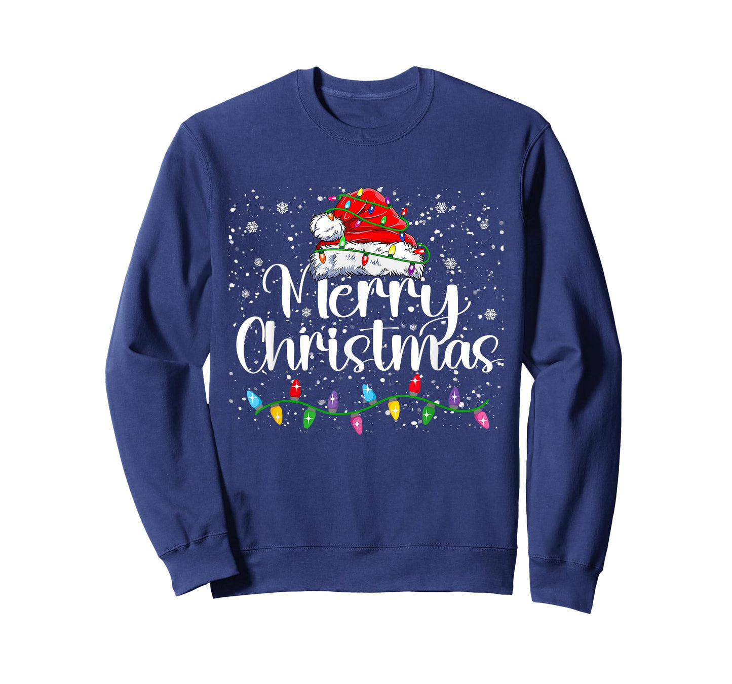Merry Christmas Lights Red Santa Hat Xmas Family Men Women T-Shirt