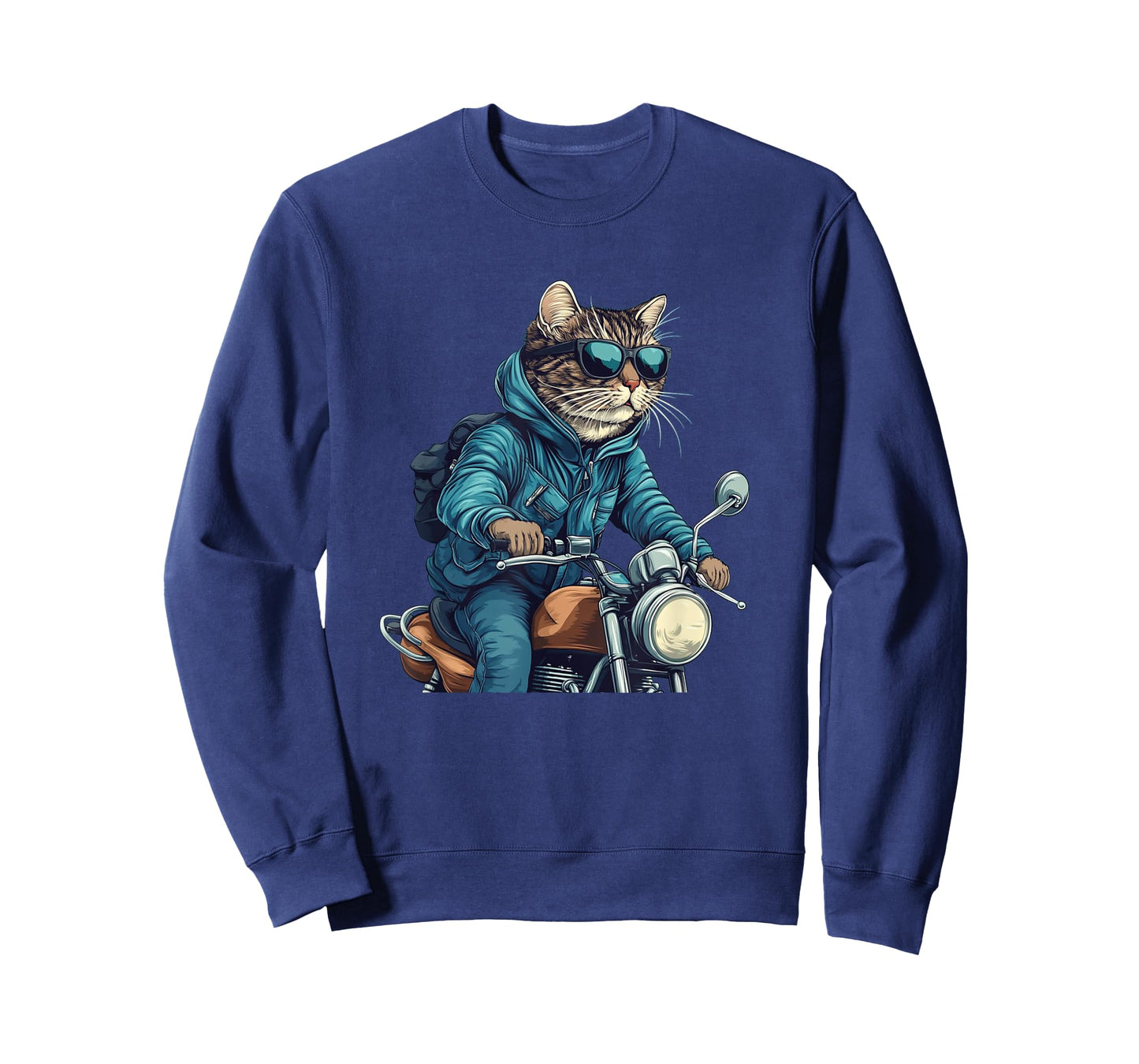 Casual Sunglasses Cat with Cool Motorcycle Costume Men Women Kids T-Shirt