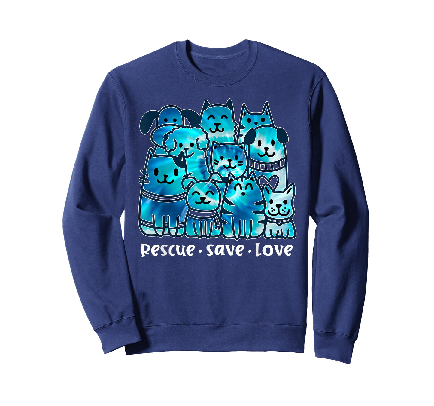 Rescue Save Love Cute Tie Dye Animal Rescue Dog Cat Lovers T-Shirt