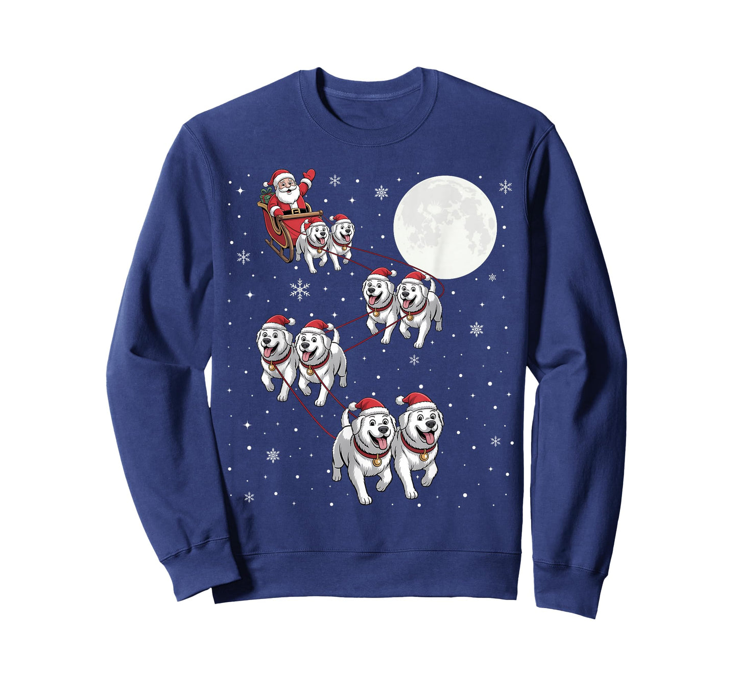 Great Pyrenees Dog Xmas Pajama Matching Santa Claus Riding T-Shirt
