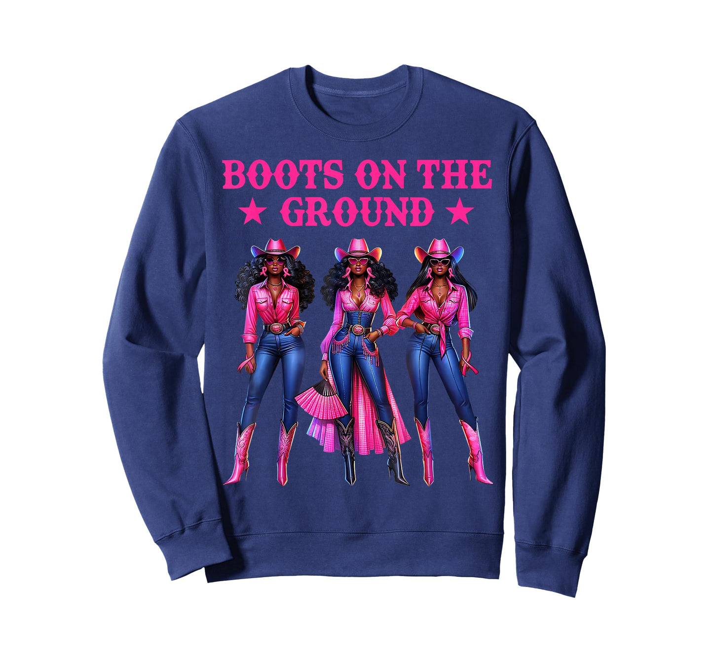 Boots On The Ground Pink Cowgirl Breast Cancer Awareness T-Shirt