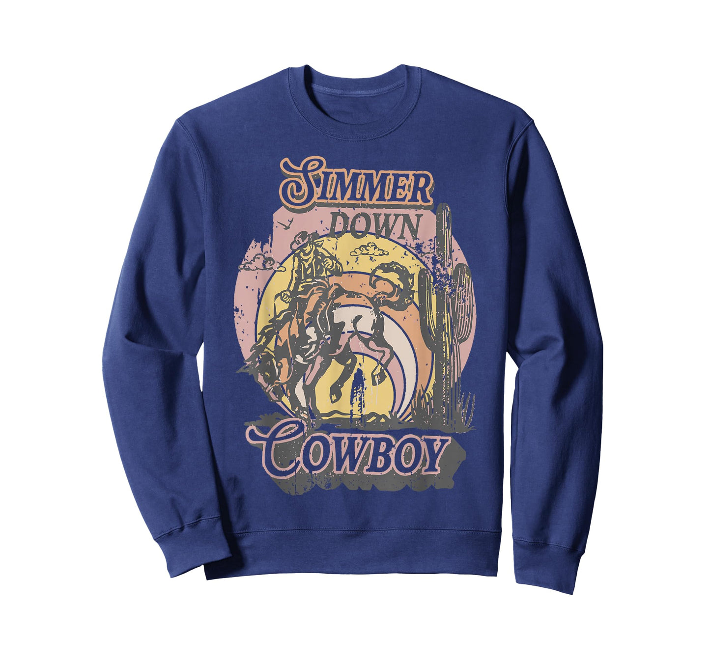 Simmer Summer Down Cowboy Cowgirl Western Graphic Cow Skull T-Shirt