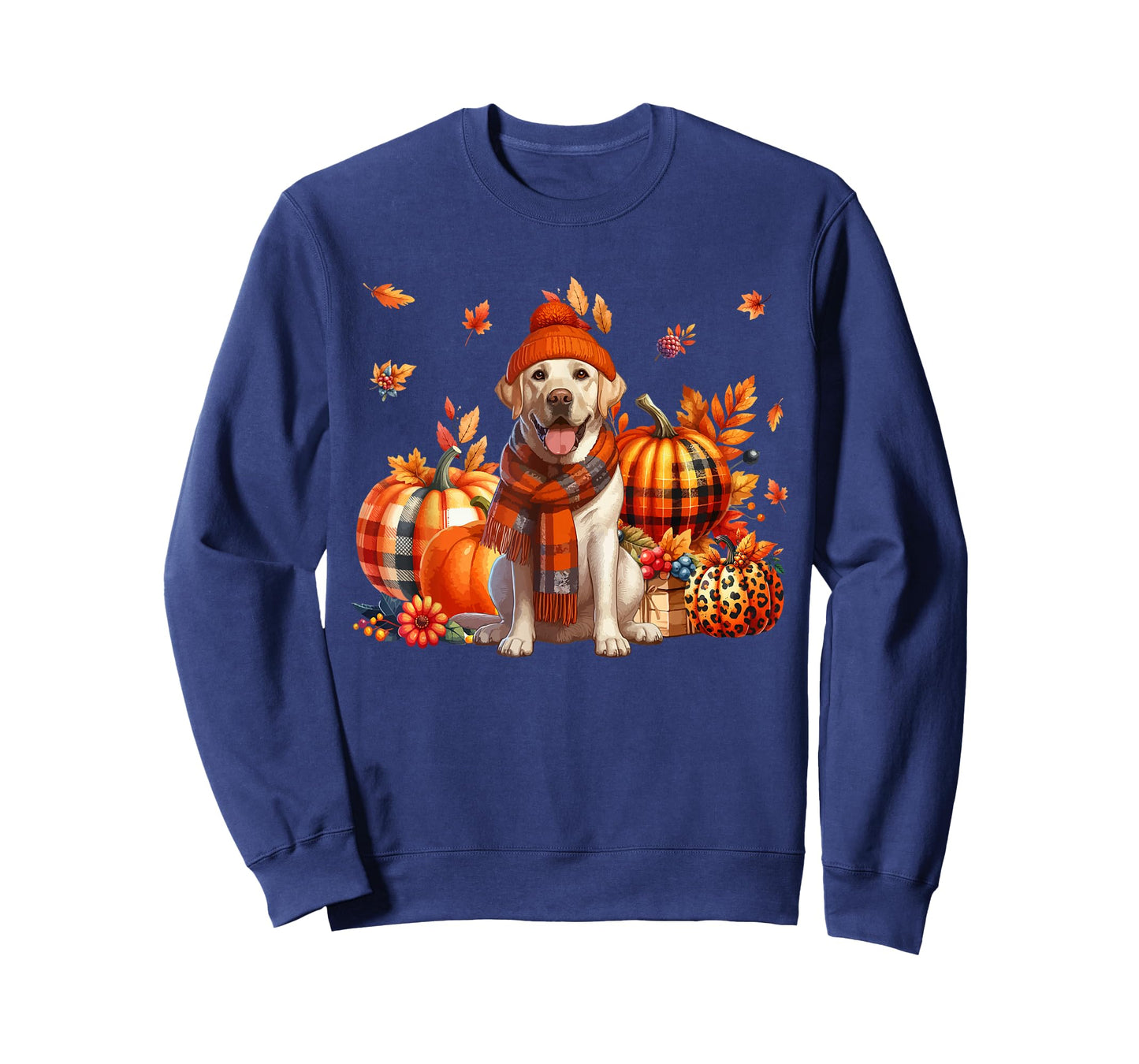Labrador Retriever Thanksgiving Leopard Pumpkins Fall Leaves T-Shirt