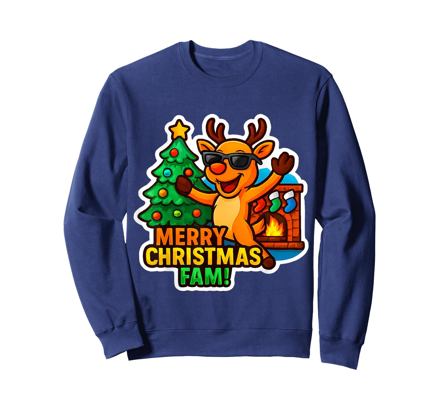 Merry Christmas Fam Family Dinner Gathering Funny Reindeer T-Shirt