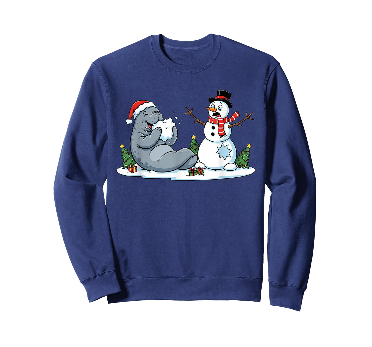 Funny Manatee Snowman Christmas Womens Mens Kids T-Shirt