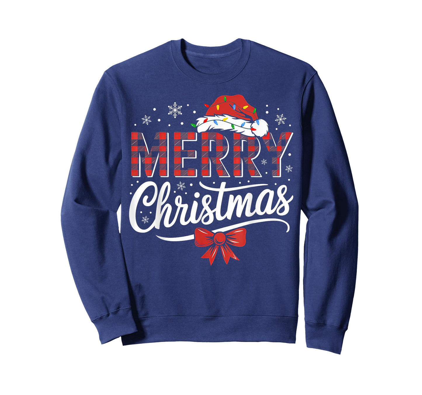 Merry Christmas Lights Funny Santa Hat Xmas Men Women Family T-Shirt