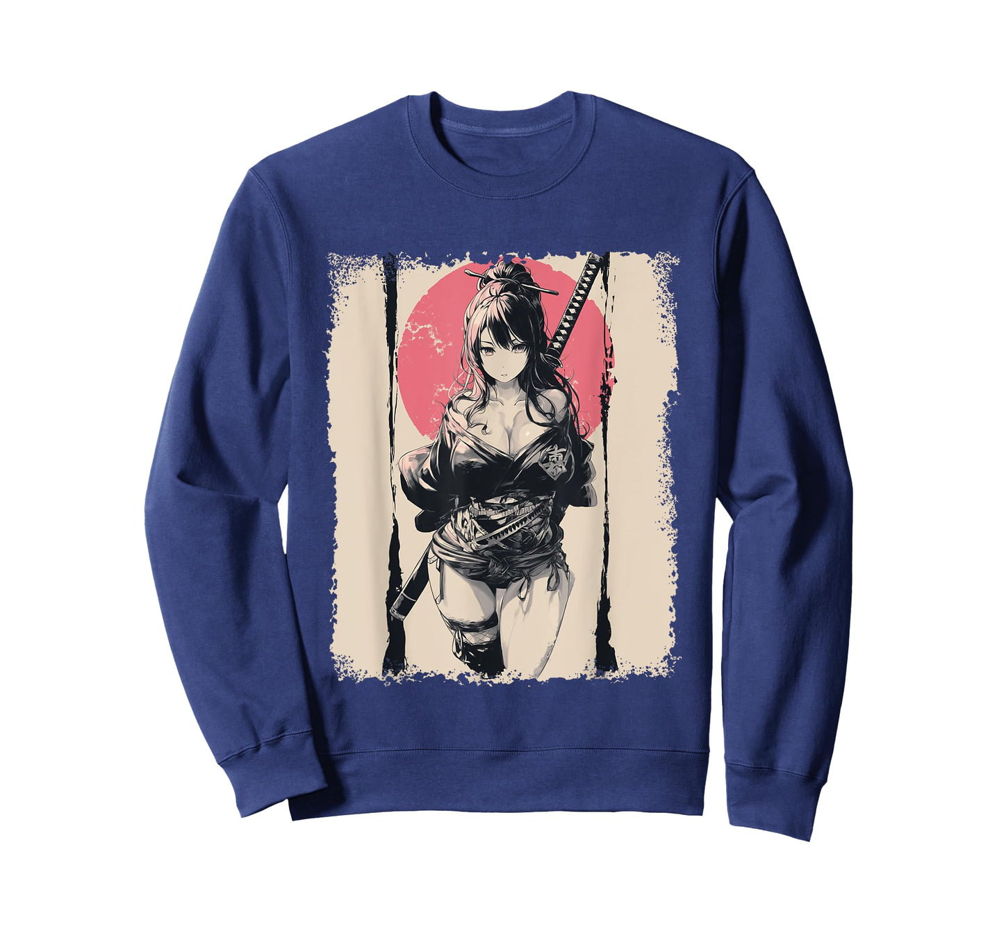 Sexy Anime Girl japanese Samurai Red Sun T-Shirt