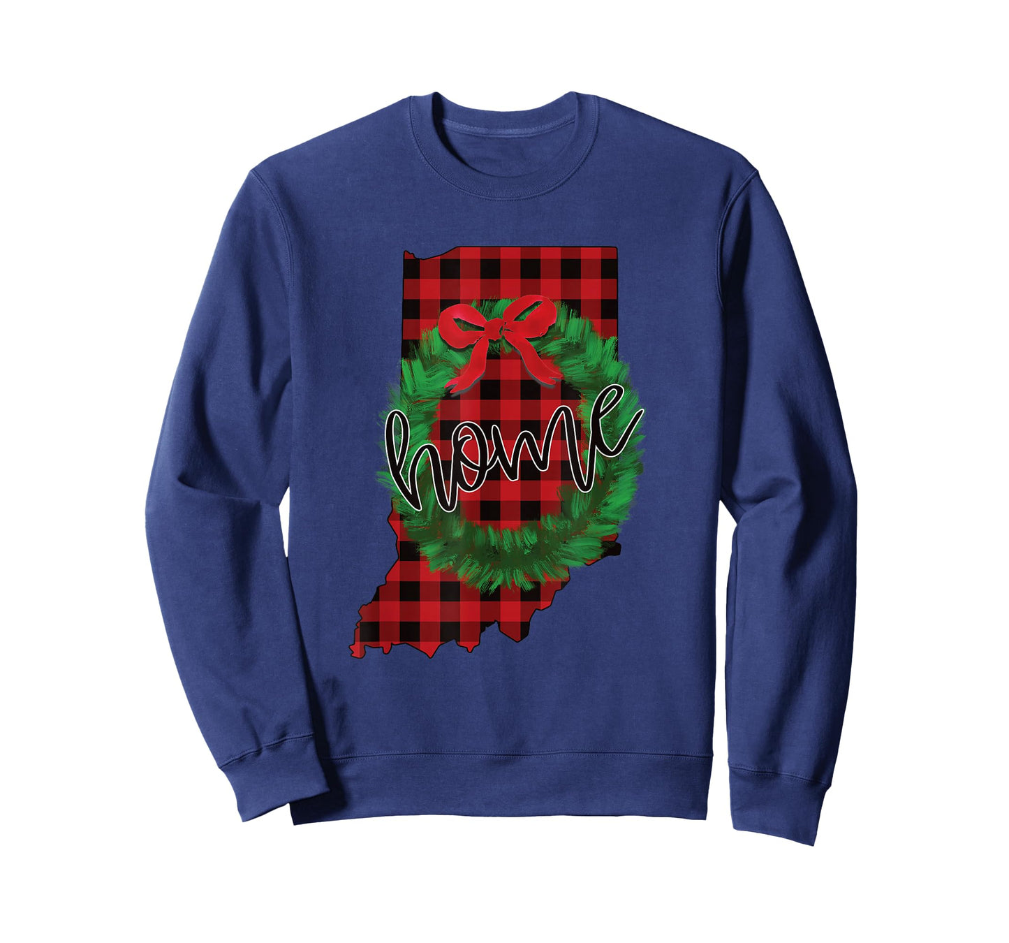 Indiana Buffalo Plaid Christmas Home Wreath Retro T-Shirt