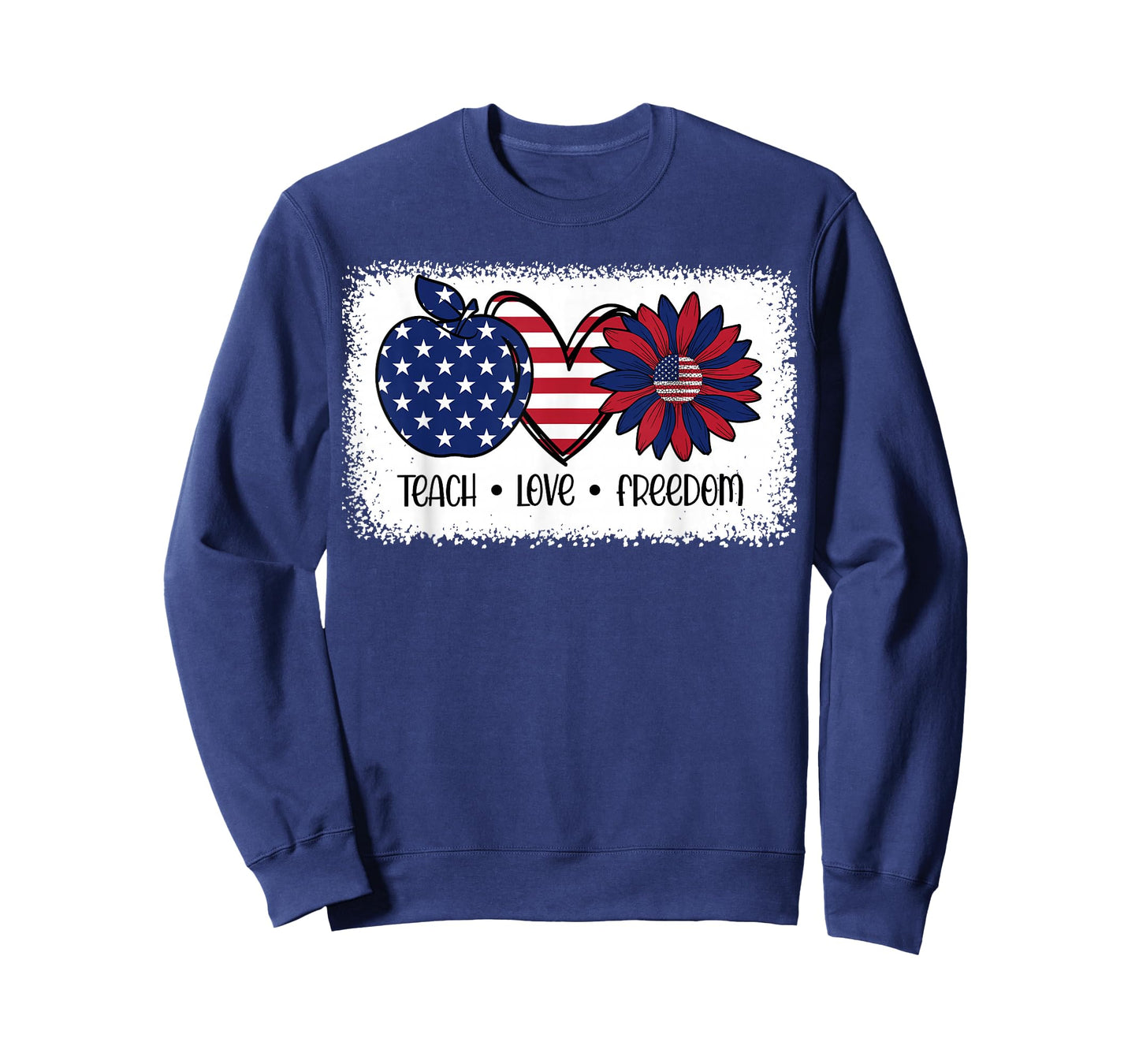 American Flag Teach Love Freedom Preschool Teacher 4th July T-Shirt