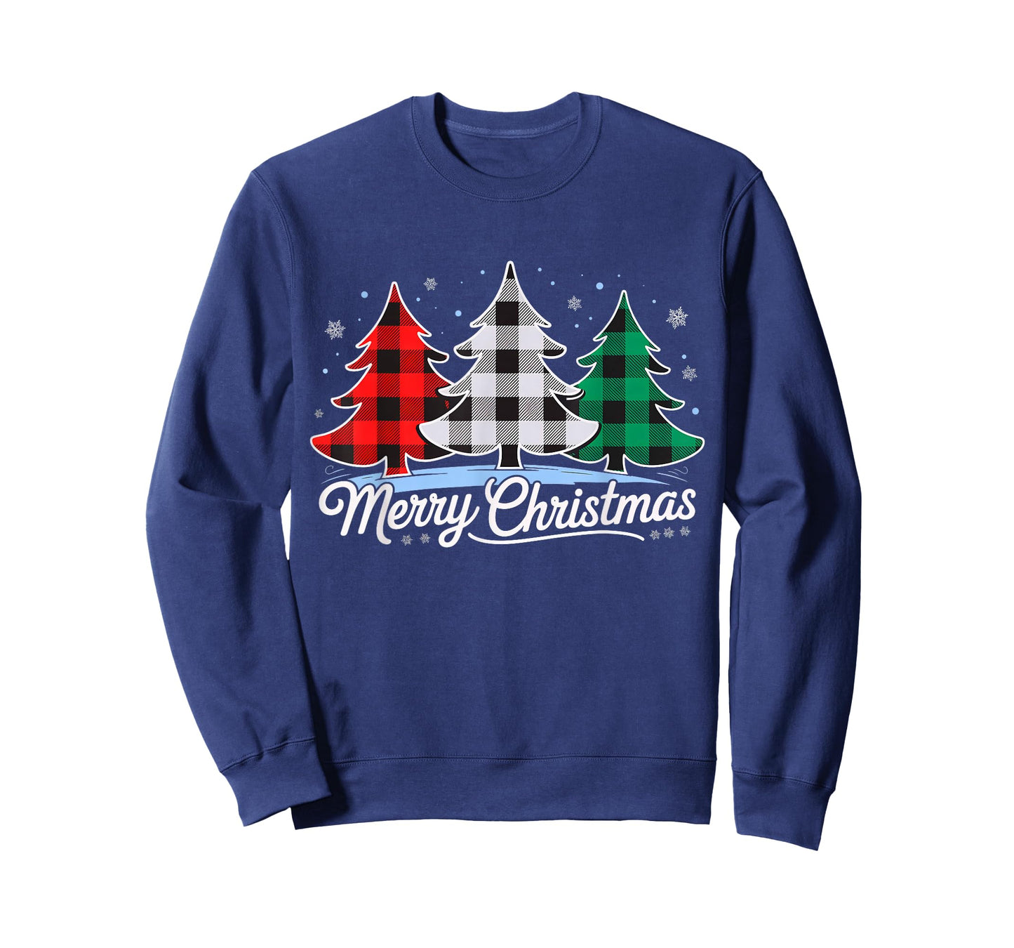 Merry Christmas Tree Xmas Buffalo Plaid Red White Green T-Shirt