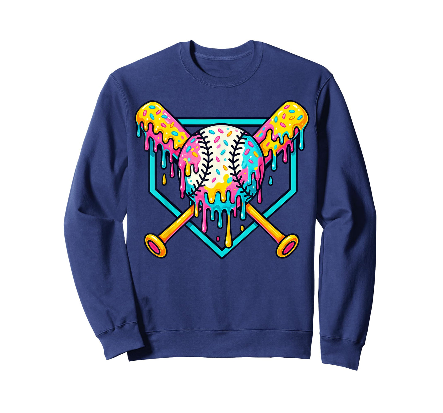 Baseball Home Plate Dripping Ice Cream Drip Youth Boys T-Shirt