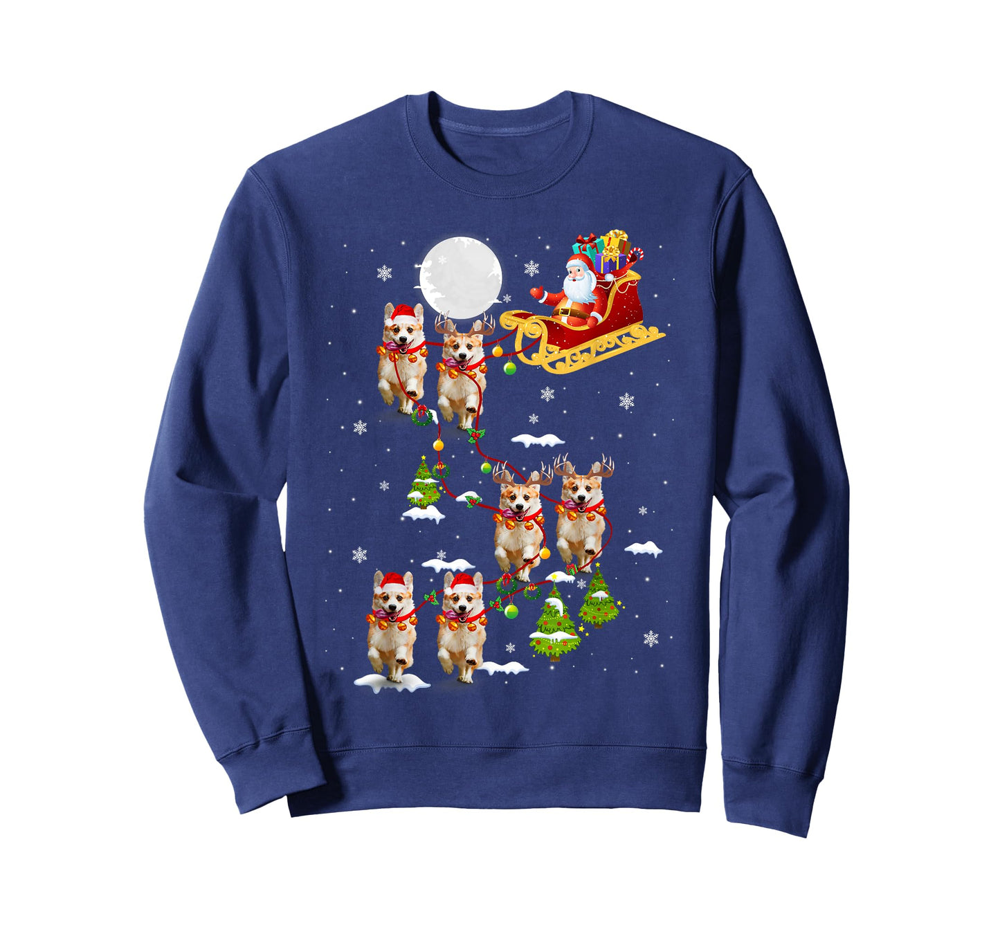 Santa Riding Corgi Sleigh Christmas Corgi Reindeer T-Shirt