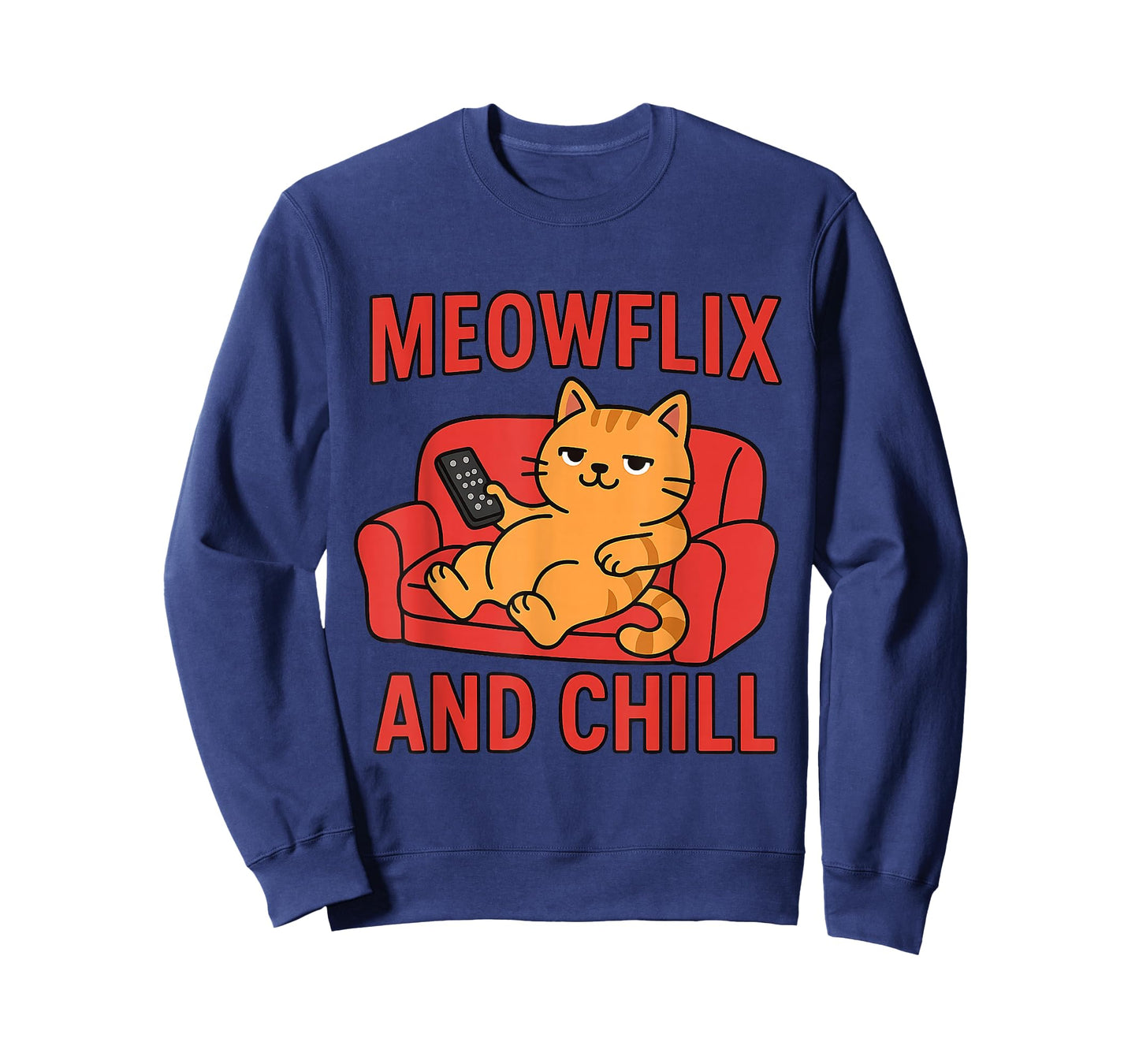 Meowflix and Chill Funny Cat Design T-Shirt