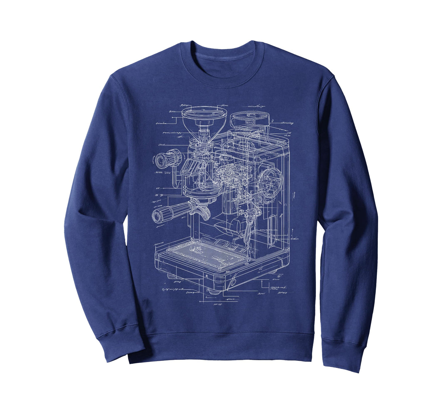 Espresso Machine Blueprint Coffee Barista Technical Art T-Shirt