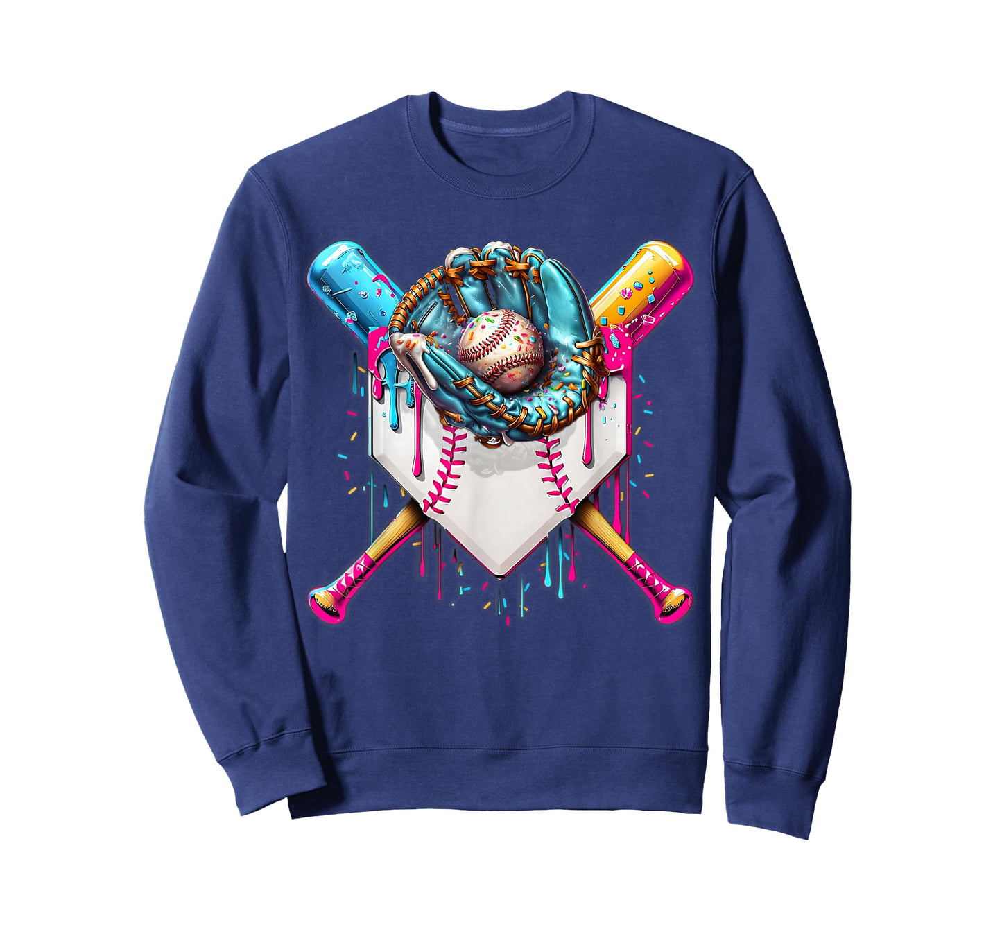Baseball Drip Ice Cream Sprinkless Plate Glove T-Shirt