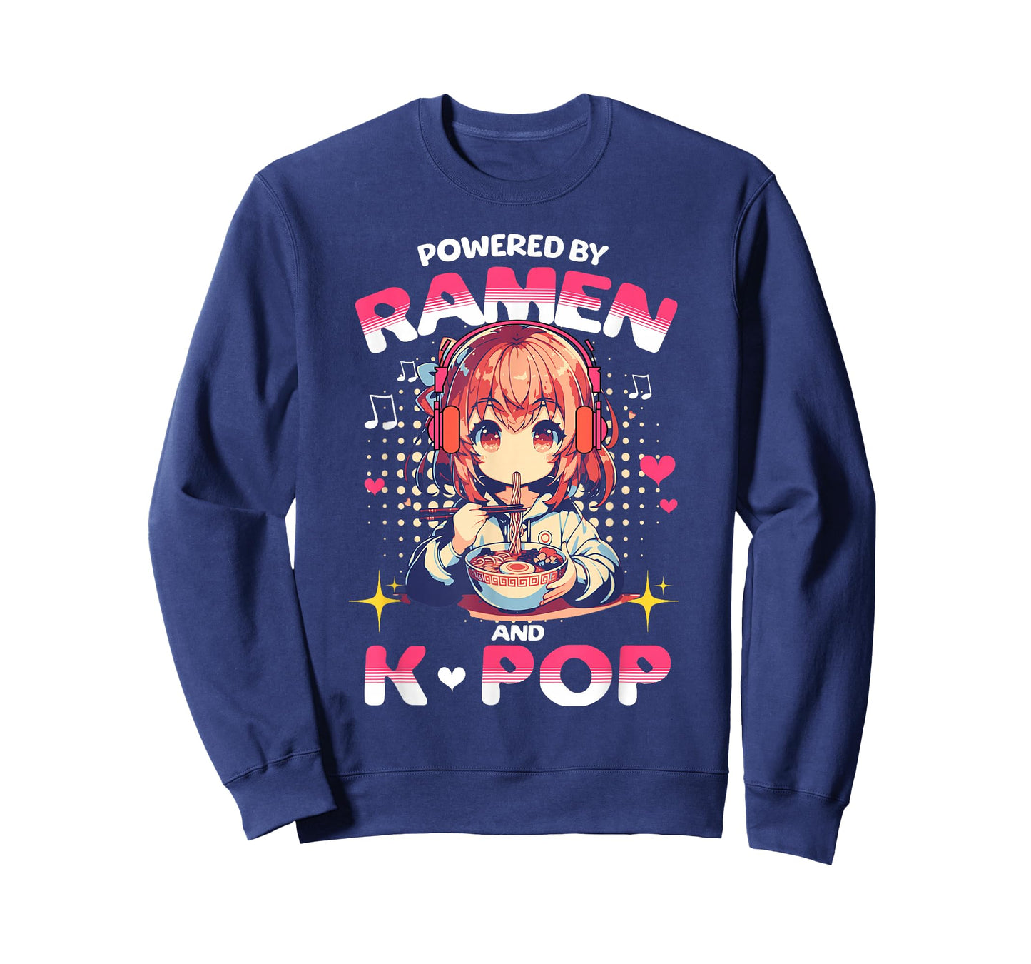 Powered by Ramen and K Pop Funny Anime Korean Music Manga T-Shirt