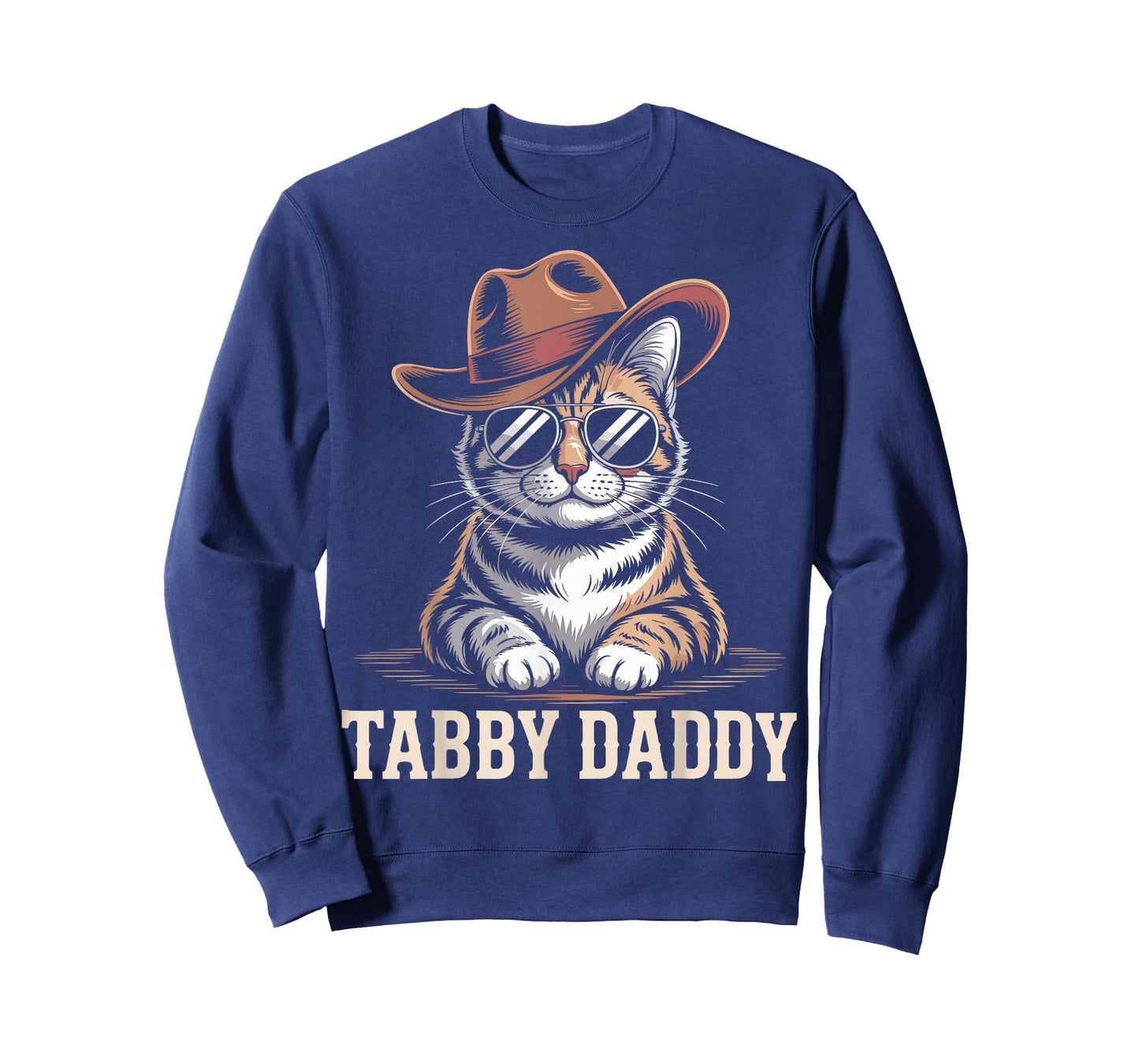 Tabby Daddy Cat Dad Funny Graphic Cowboy Orange Tabby Cat T-Shirt
