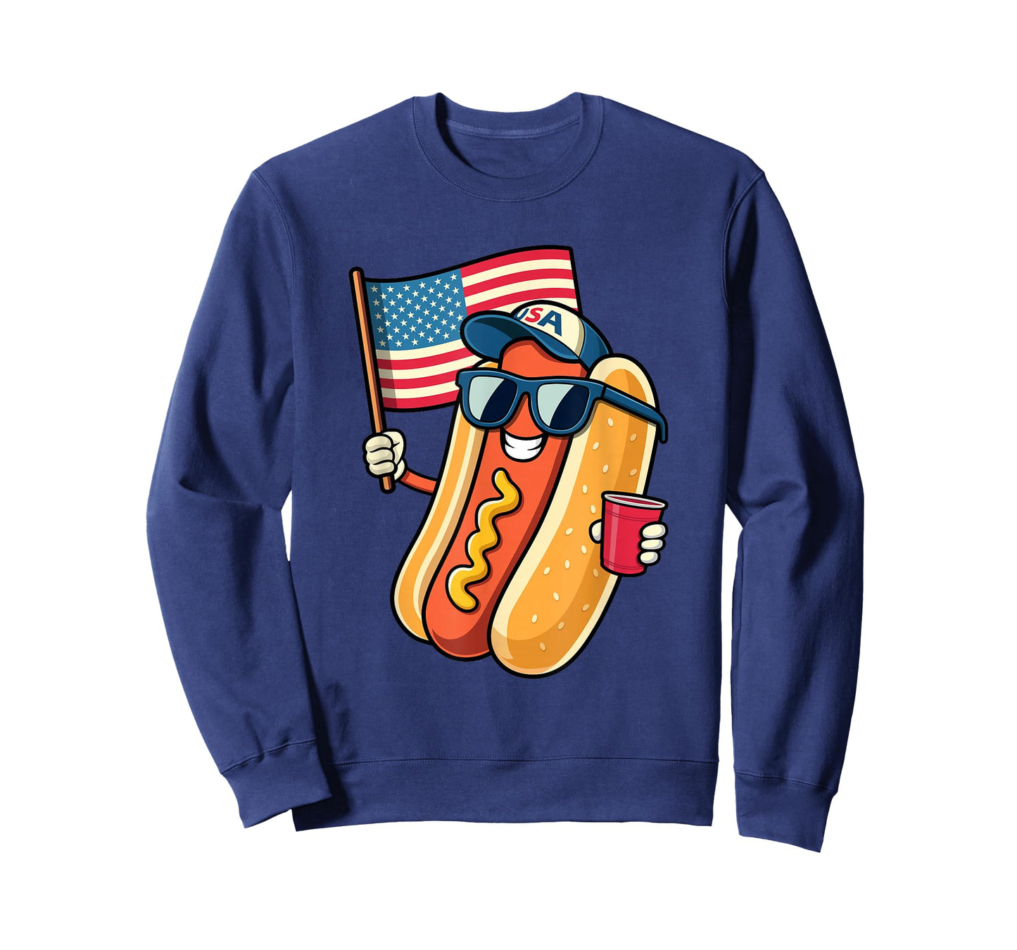 4th of July Hotdog Funny Fourth of July Patriotic USA Flag T-Shirt