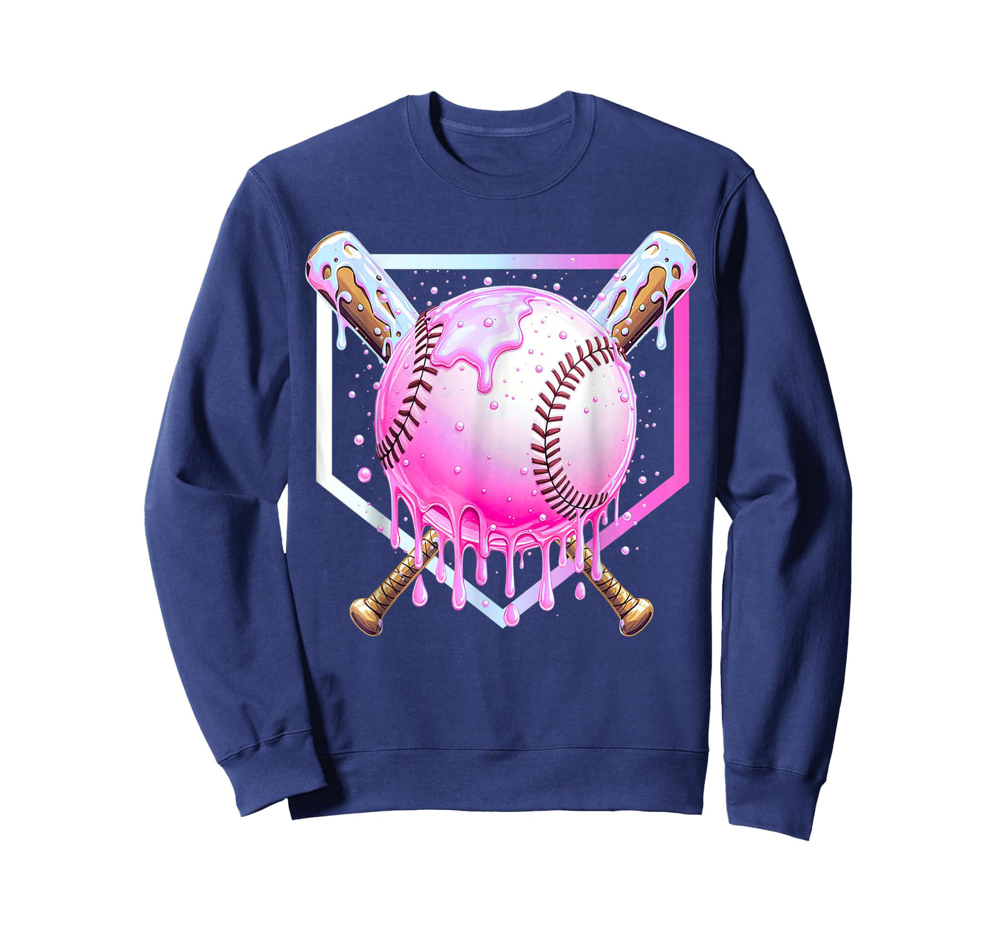 Baseball Home Plate Dripping Ice Cream Drip Youth Boys T-Shirt