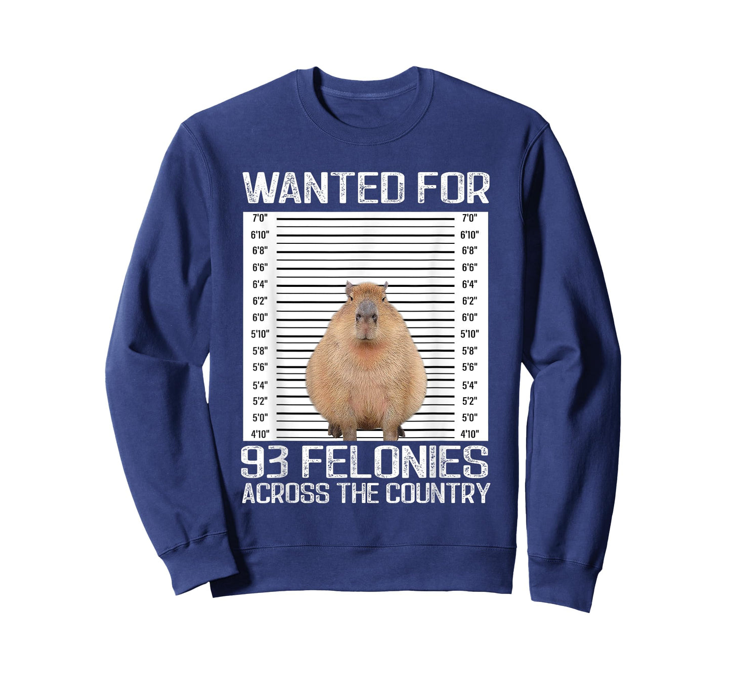 Capybara Mugshot Wanted For 93 Felonies Across The Country T-Shirt