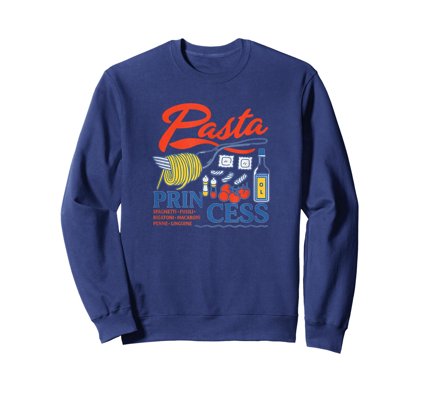Pasta Princess Retro Food Humor Graphic Design T-Shirt