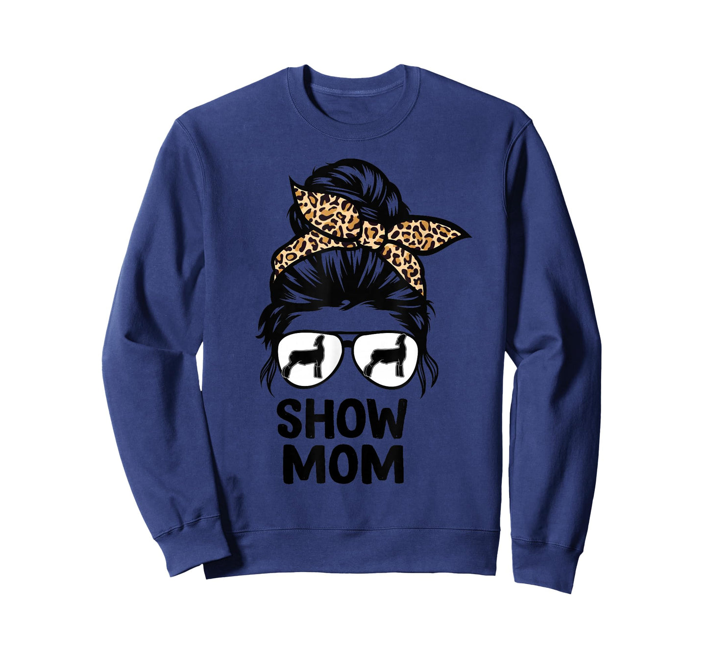 show lamb mom messy bun leopard, sheep show mama T-Shirt