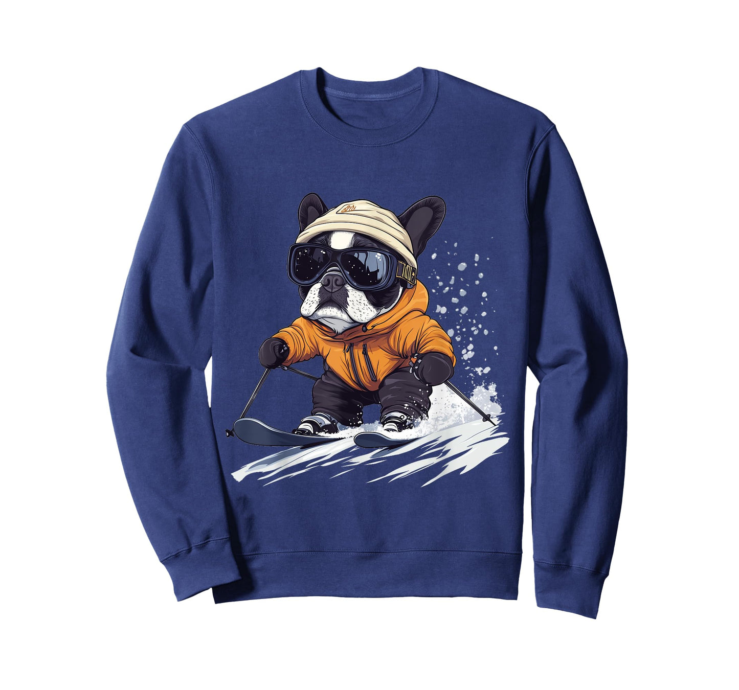 Cool French Bulldog Skiing Winter Funny Snow Dog Sunglasses T-Shirt