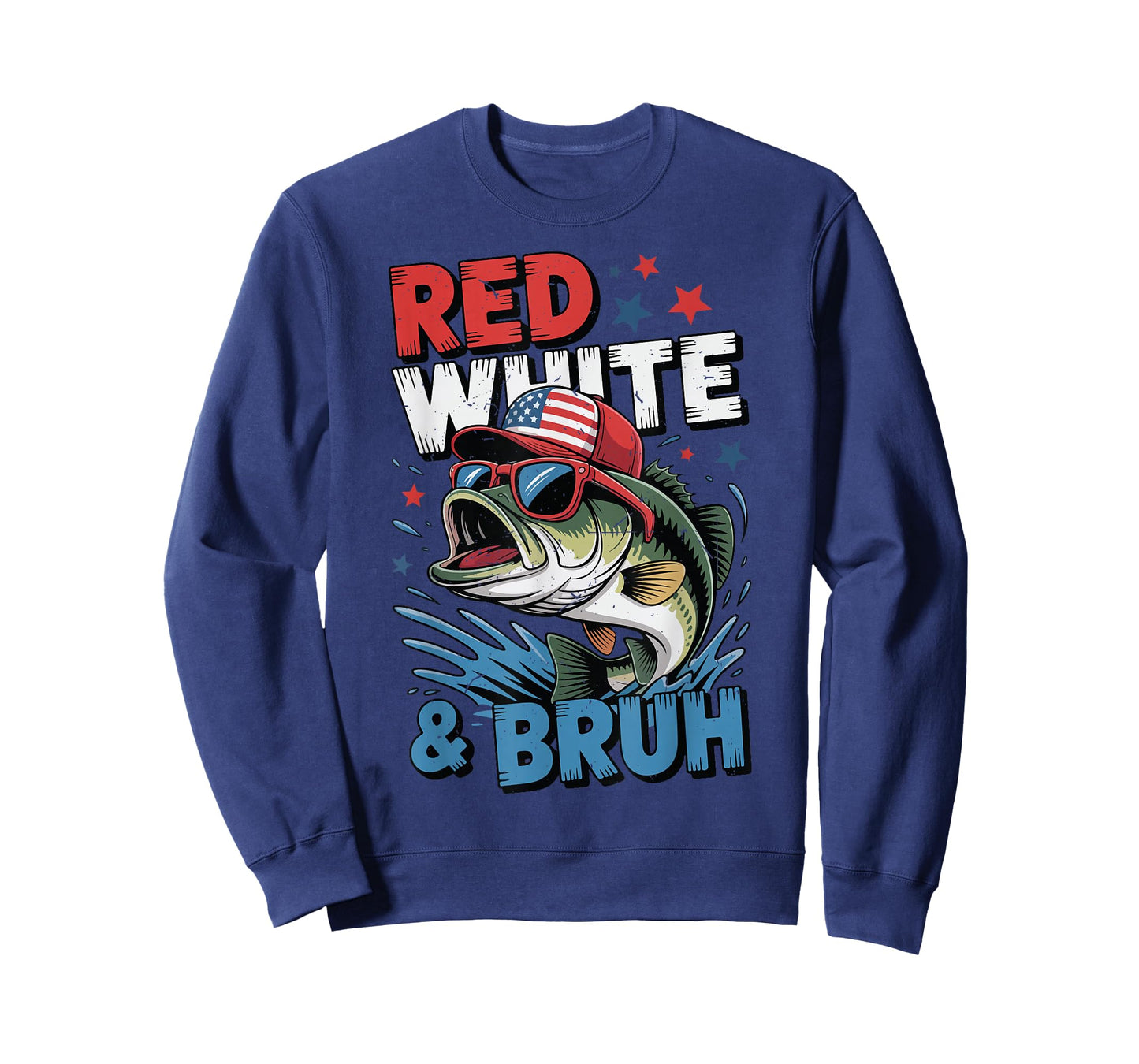Bass Fish Red White & Bruh American Flag Fishing Patriotic T-Shirt