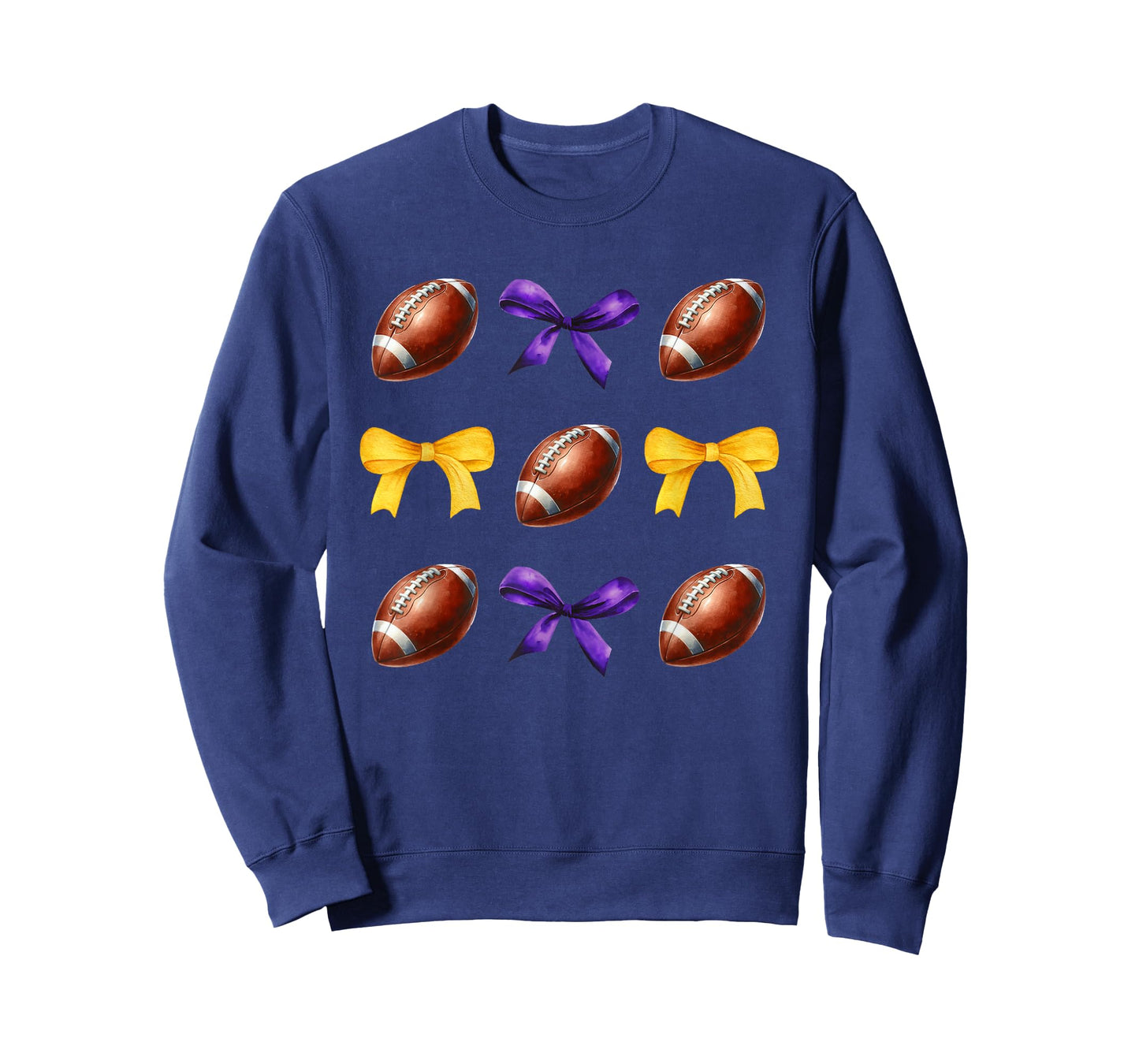 Footballs & Purple & Gold Bows Girls Fall Football Season T-Shirt