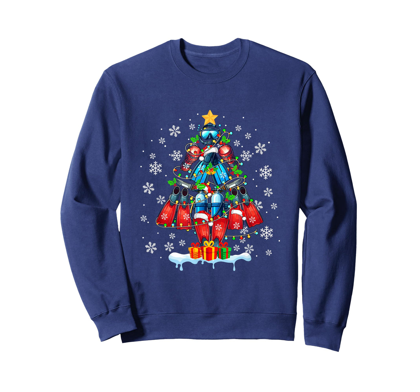 Scuba Diving Tools Christmas Tree Santa Colorful Sport Lover T-Shirt