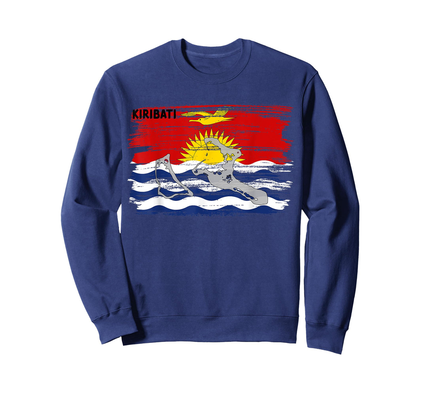 Kiribatian flag drawing with brush, sketch of Kiribati map T-Shirt