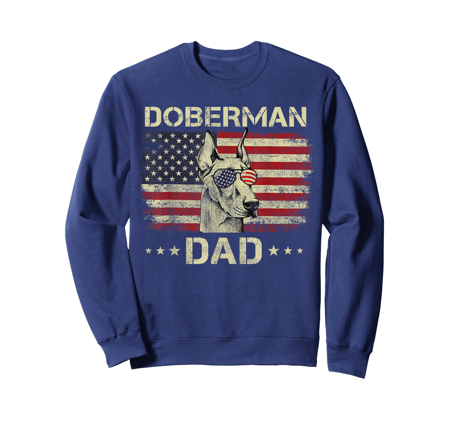 Doberman Dad Dog Lovers American Flag 4th Of July T-Shirt