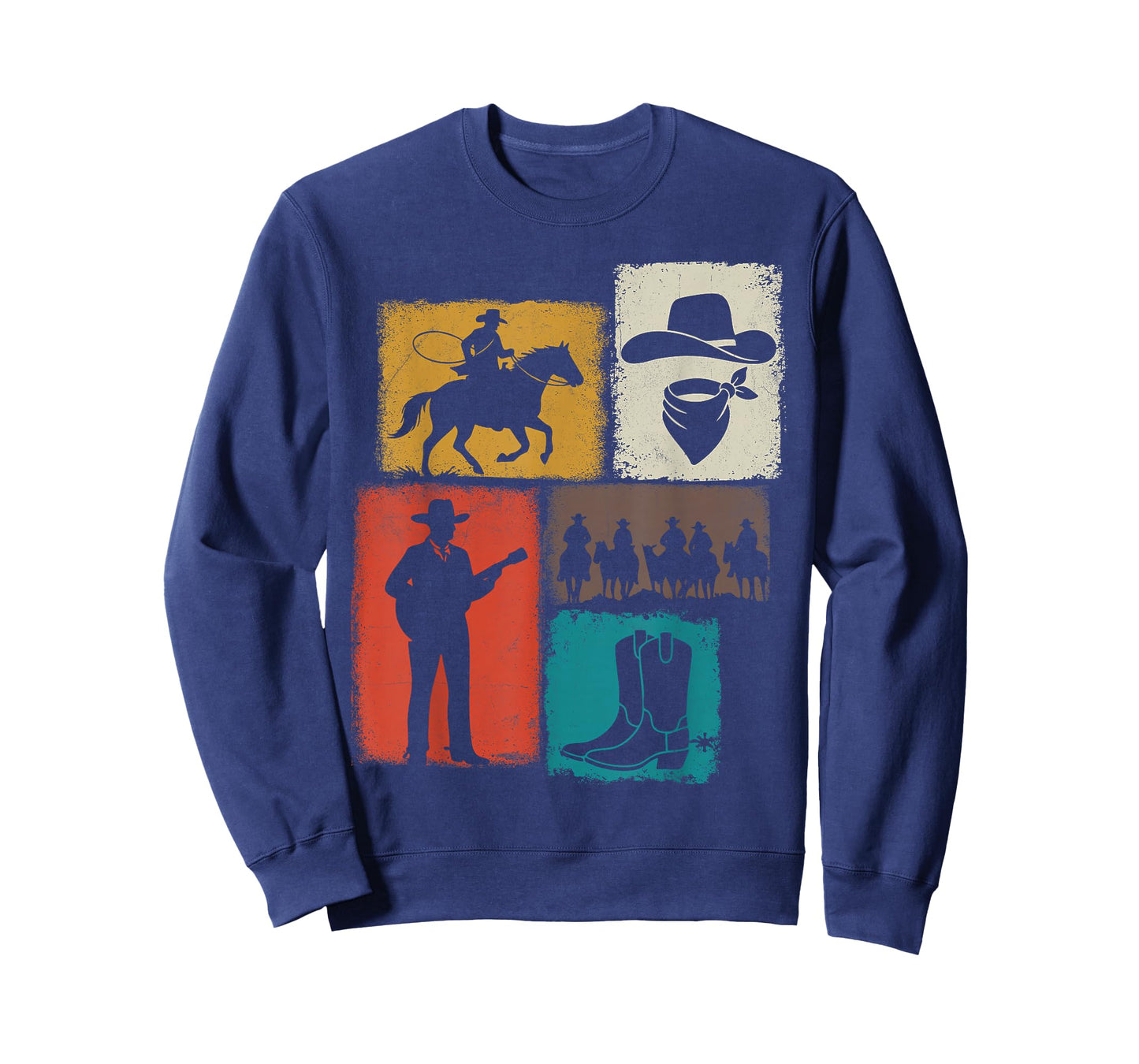 Cowboy Vintage Collage Western Rancher Horseman Rodeo Rider T-Shirt