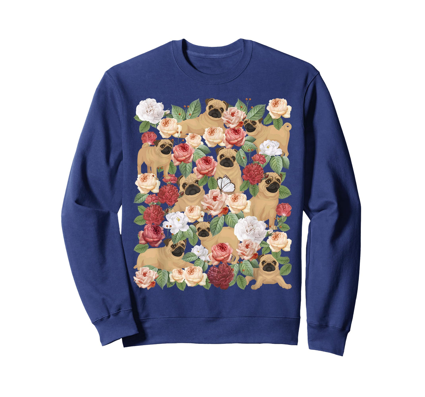 Botanical Black Pug Garden - Floral Dog Owner Pet Lover T-Shirt