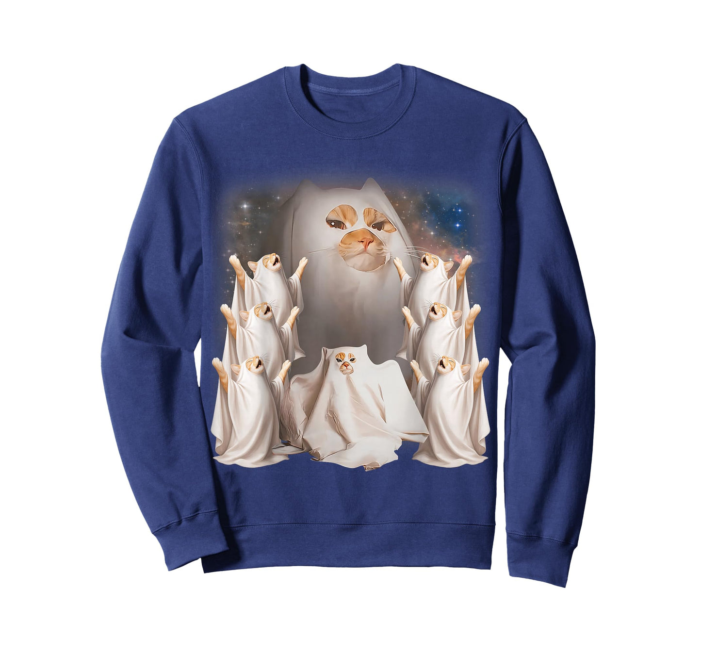 Howling Ritual Giant Ghost Cat Meme Funny Weird Halloween T-Shirt