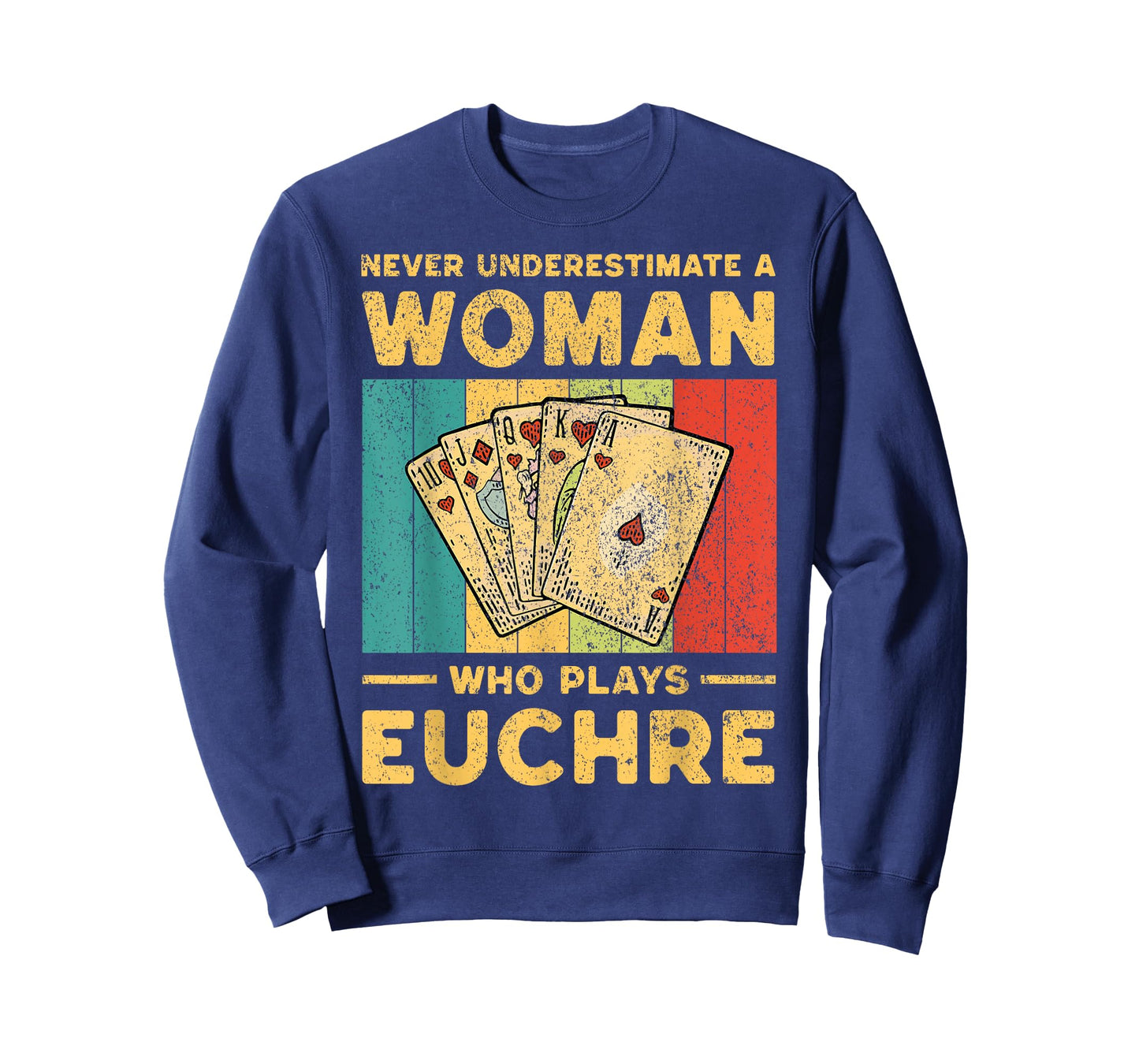 Never Underestimate an Woman Who Plays Euchre Funny Euchre T-Shirt