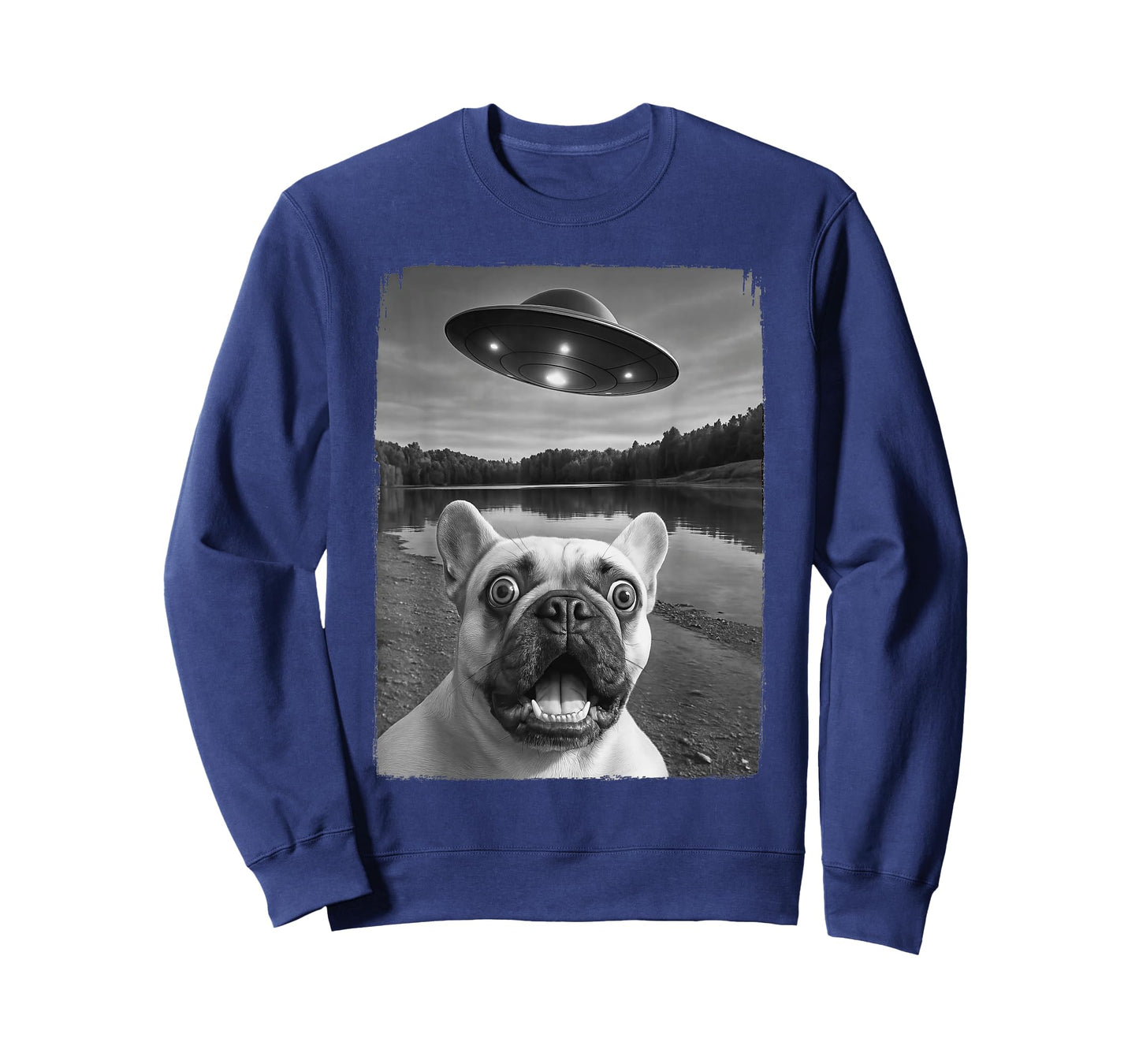 French Dog UFO Selfie Funny Frenchie T-Shirt