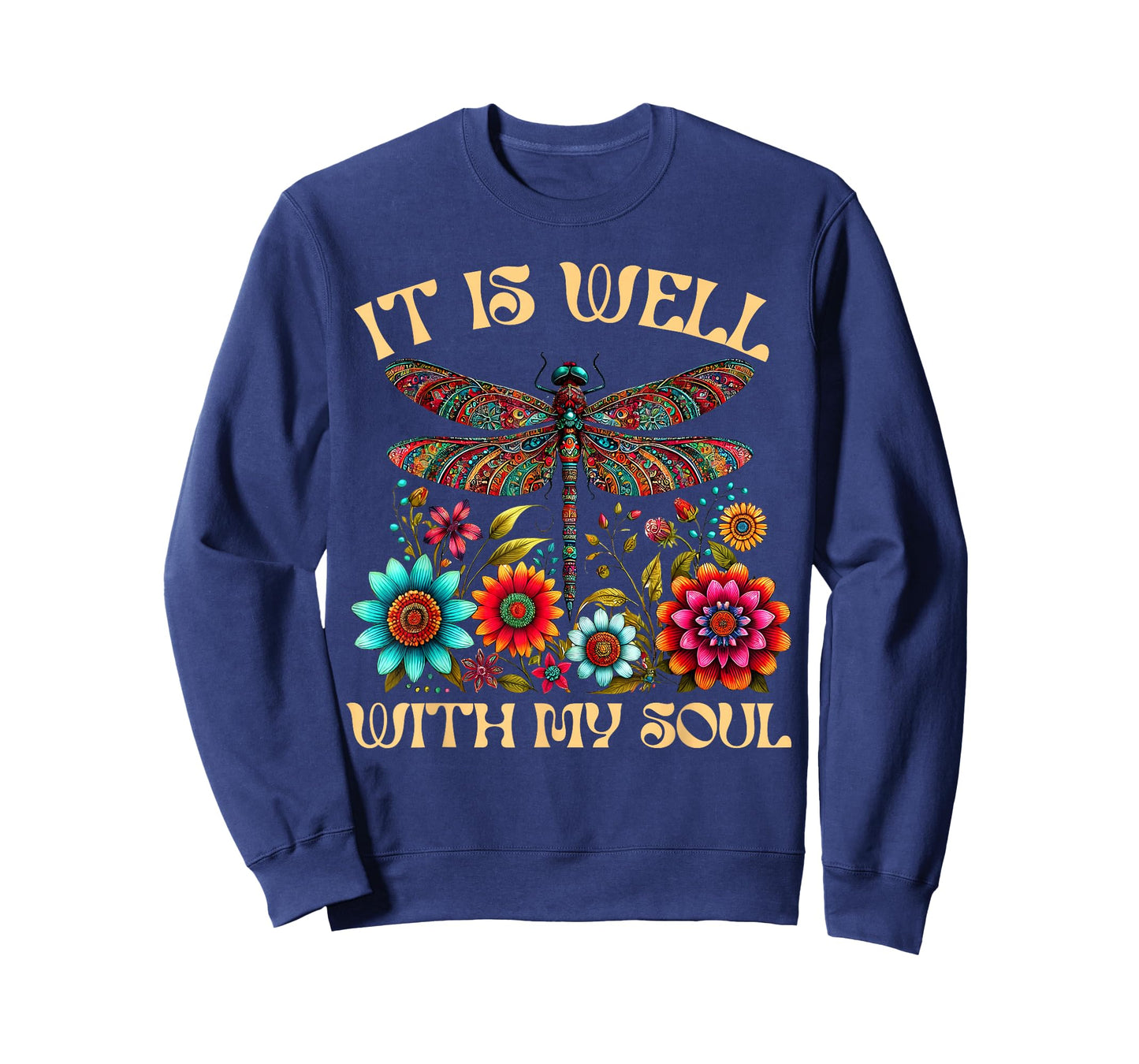 It Is Well With My Soul Dragonfly Floral Boho Christian God T-Shirt
