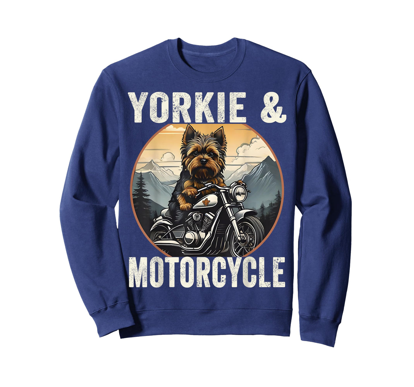 Yorkie And Motorcycle Dog Lovers Funny Motor Rides Dad Mom T-Shirt for Men Women